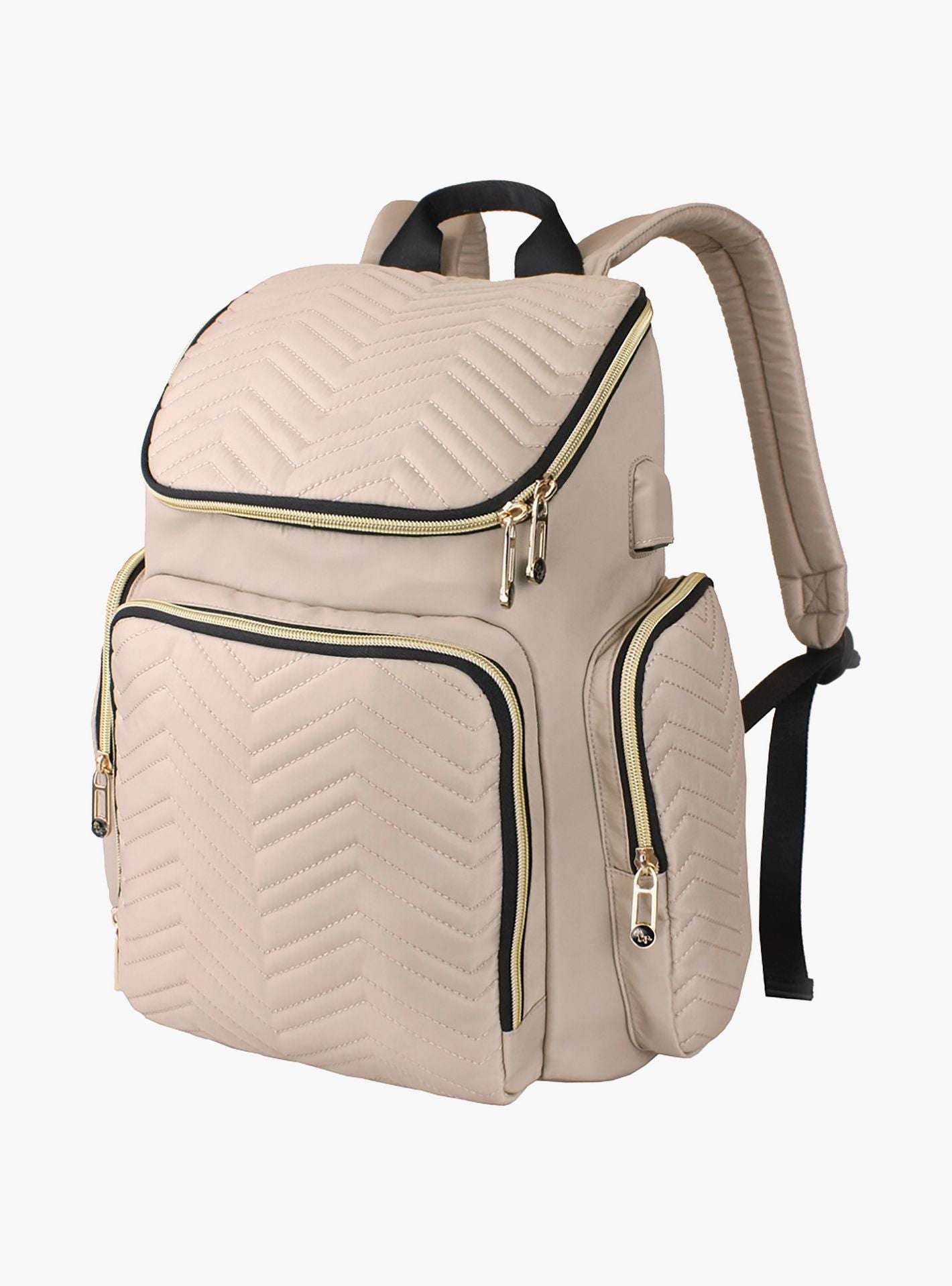 Little Story Georgia Diaper Bag With Changing Pad & Stroller Hooks, Ivory-baby-gear-diaperbags-image-1
