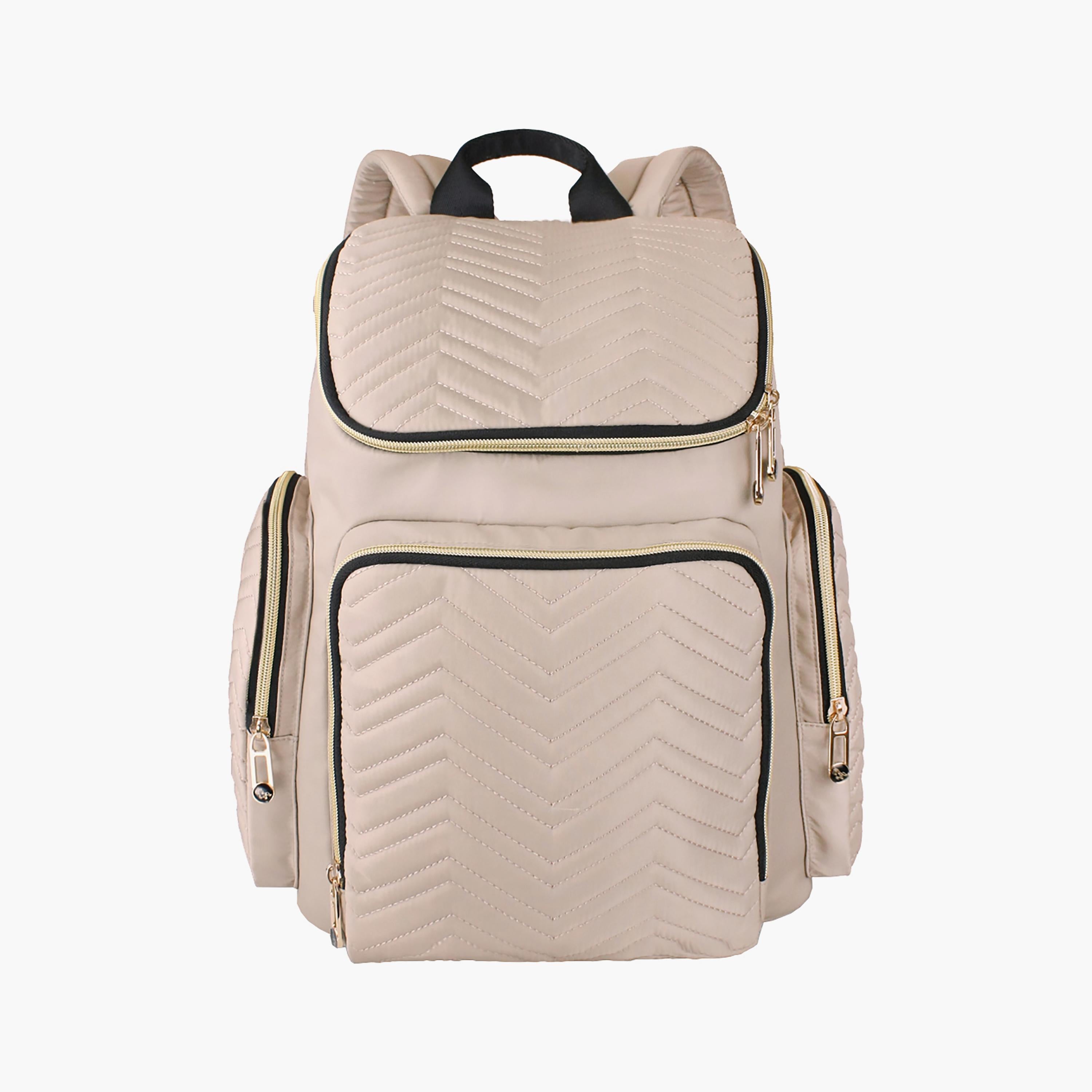 Little Story Georgia Diaper Bag With Changing Pad & Stroller Hooks, Ivory
