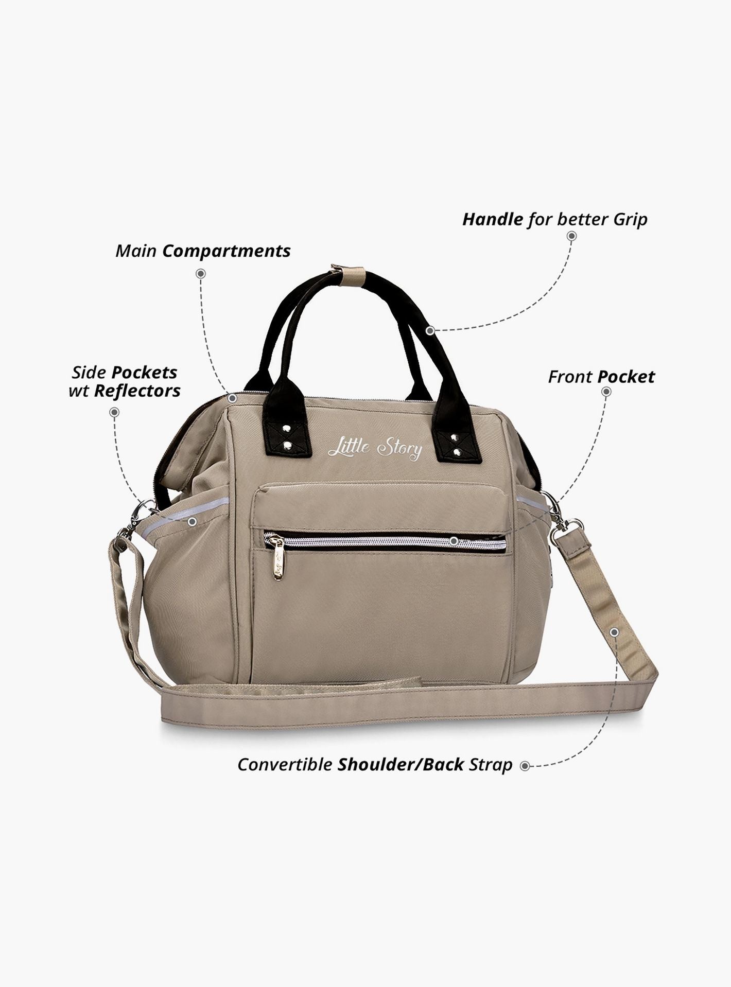 Little Story Ace Diaper Bag, Beige-baby-gear-diaperbags-image-3