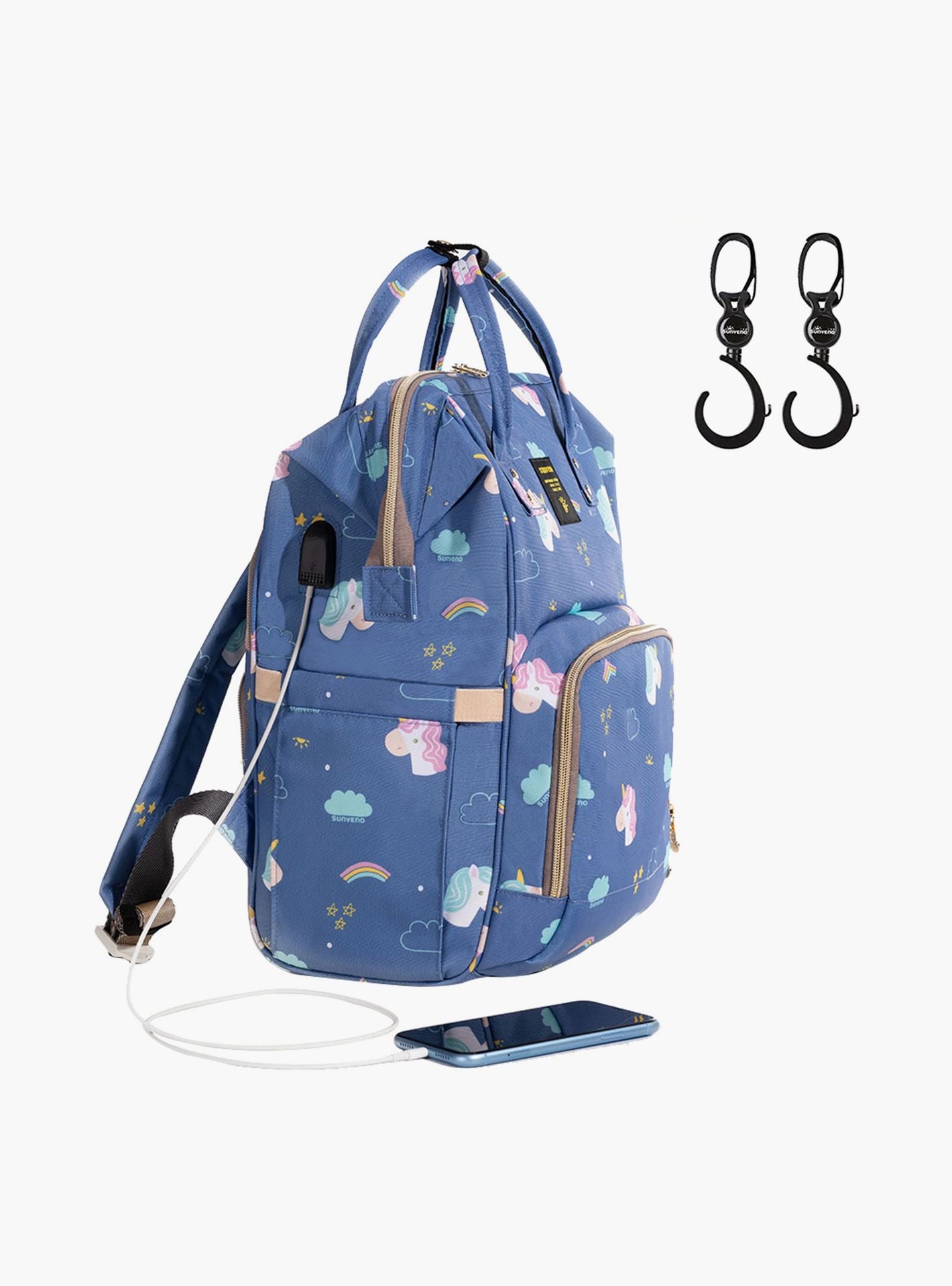 Sunveno Diaper Bag Unicorn XL With Sunveno Stroller Hooks-baby-gear-diaperbags-image-2