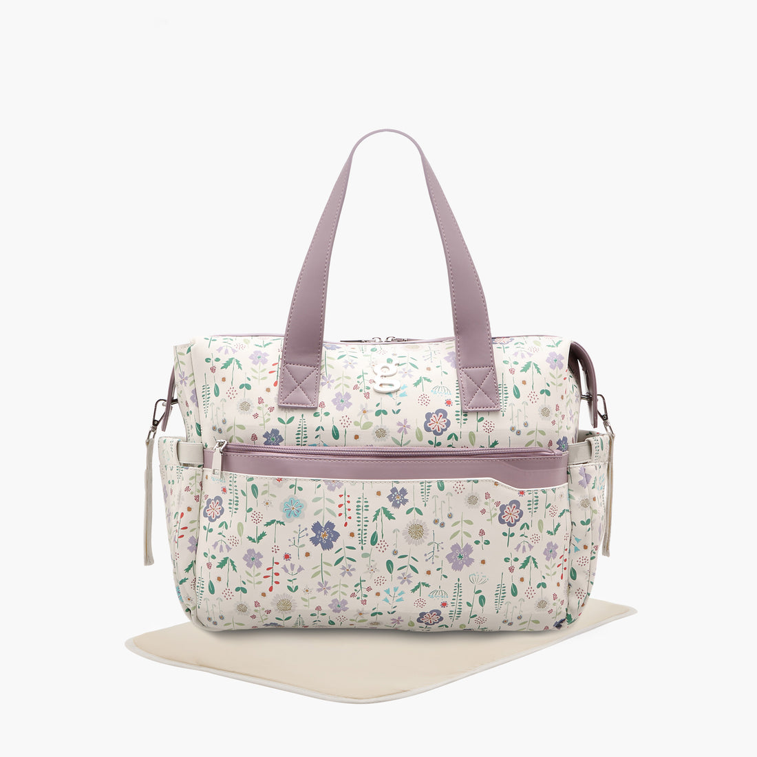 Giggles All-Over Floral Print Diaper Bag - Cream