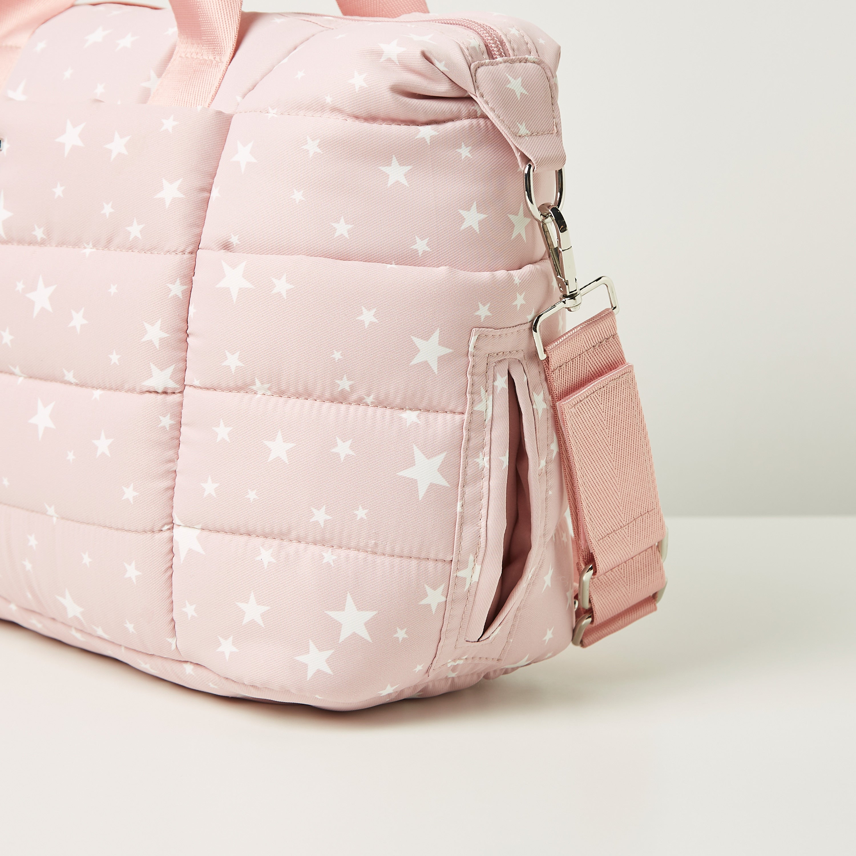 Giggles All-Over Star Print Padded Diaper Bag with Changing Mat