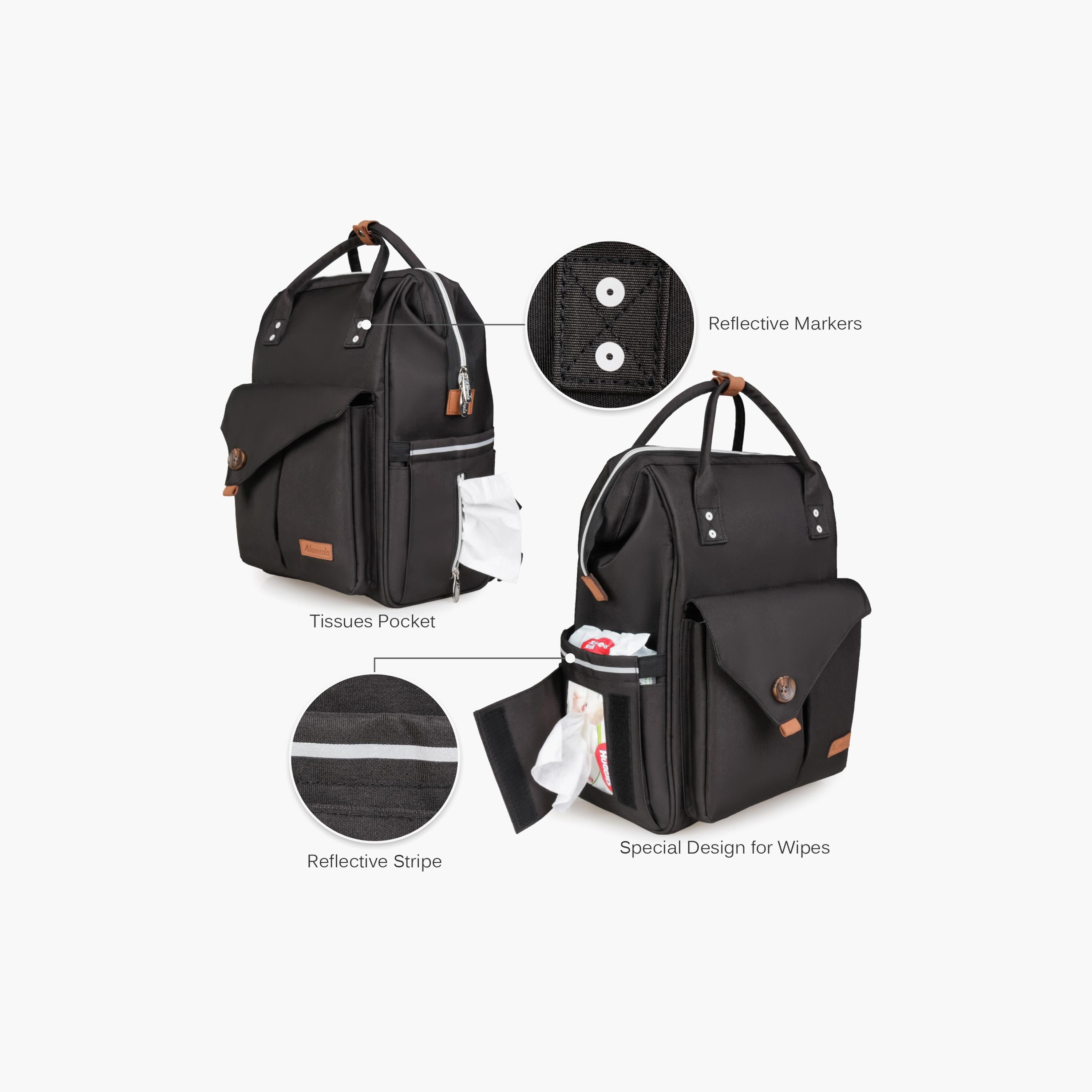 Alameda Multifunction Diaper Backpack, Black - XXL