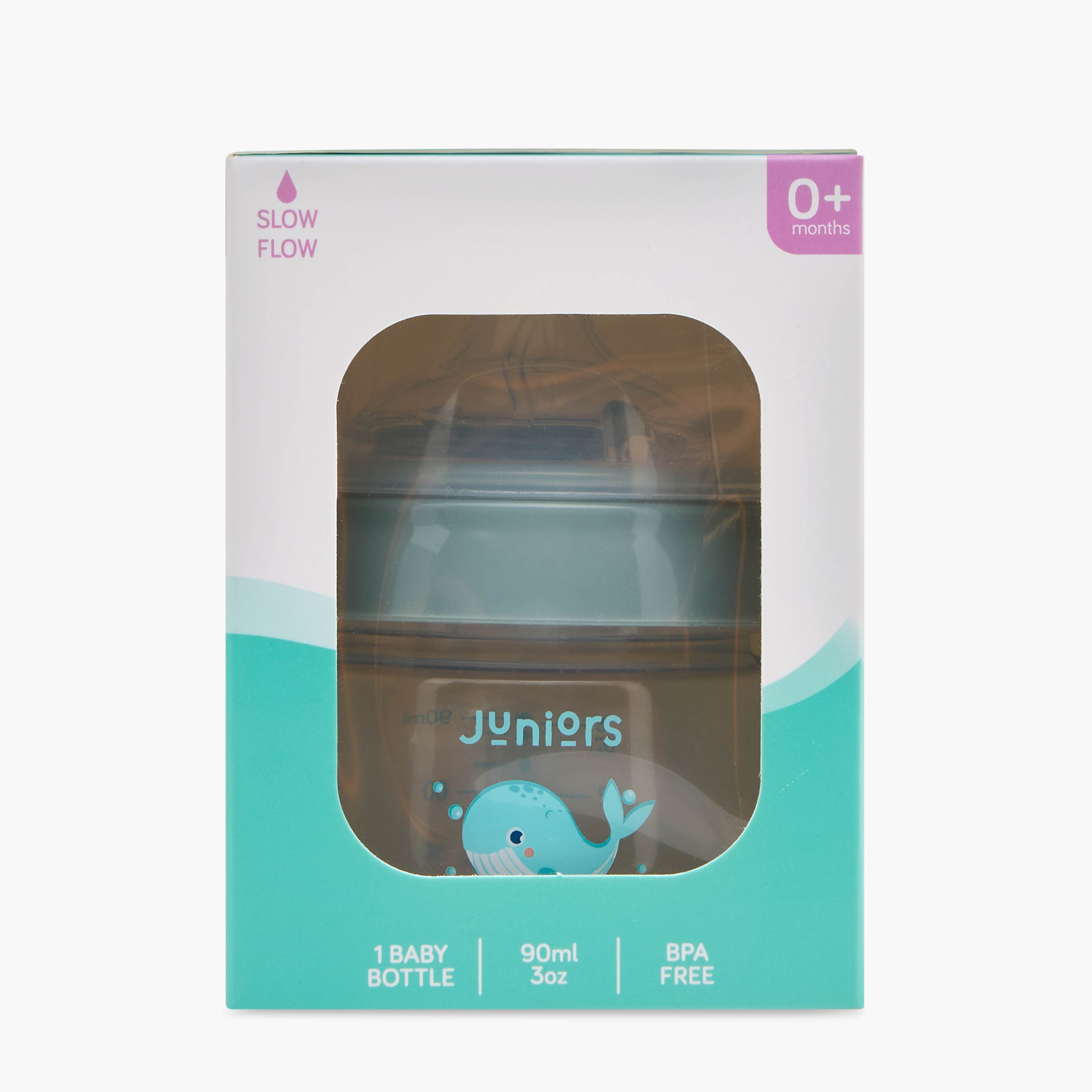 Juniors Just Like Nature 90 ml Feeding Bottle with Anti-Colic Teat - Grey