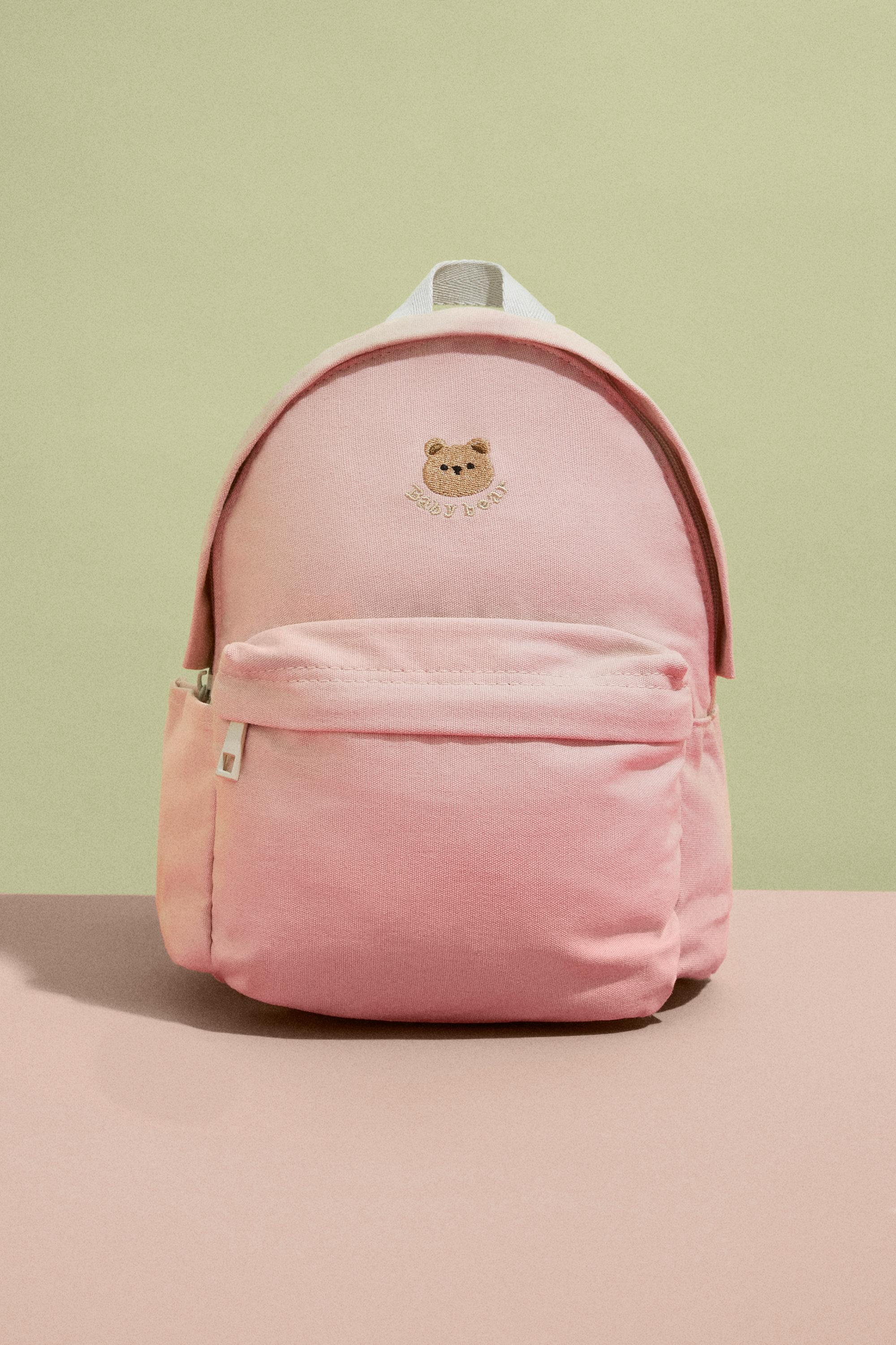 School backpack with bear detail
