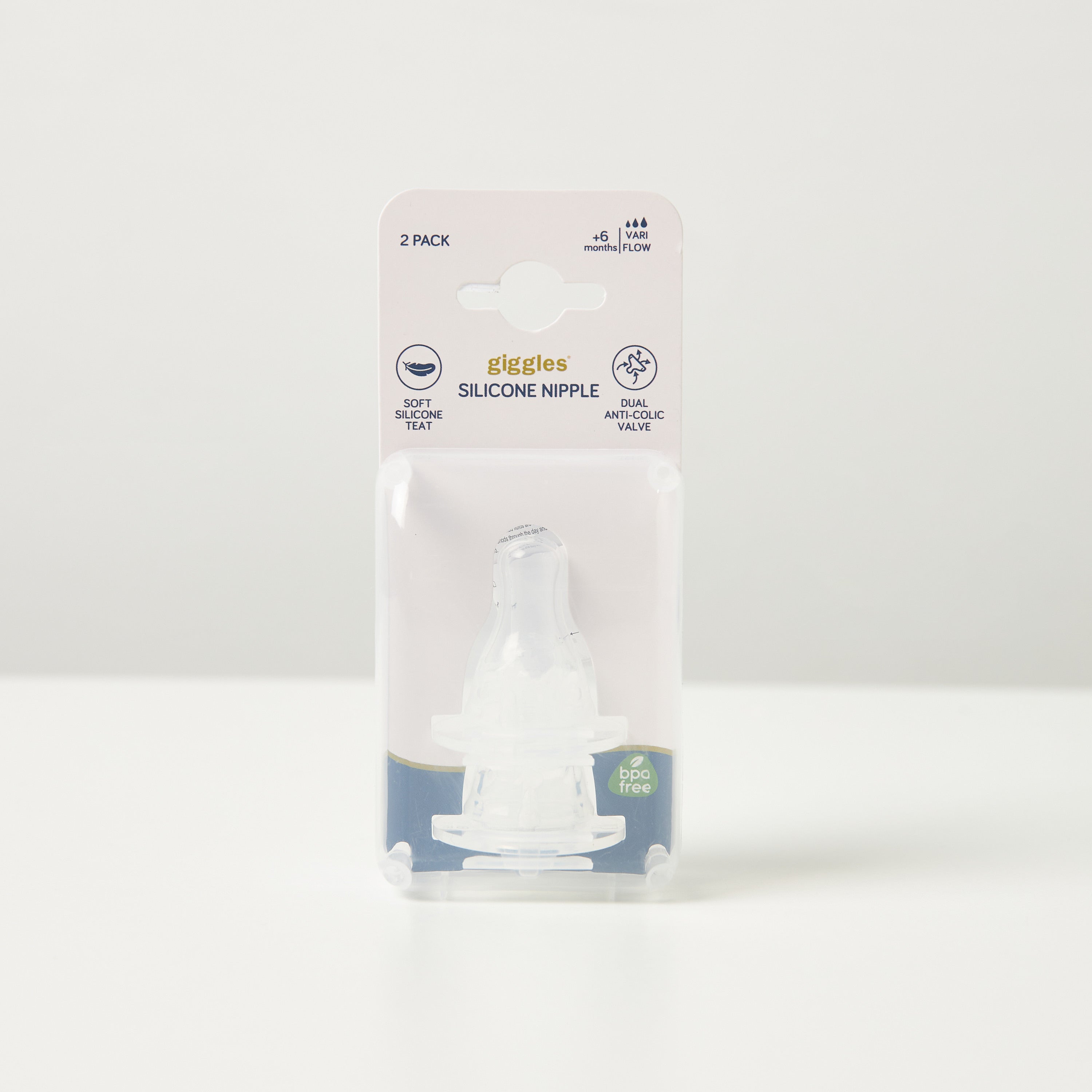 Giggles Vari Flow Silicone Teat - Set of 2 - HomeBabyFeedingFeeding BottlesBottles & Teats