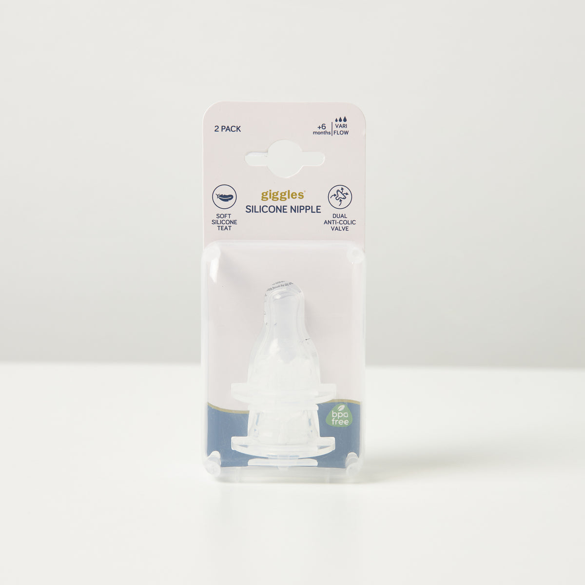 Giggles Variable Flow Silicone Anti-Colic Teat - Pack of 2