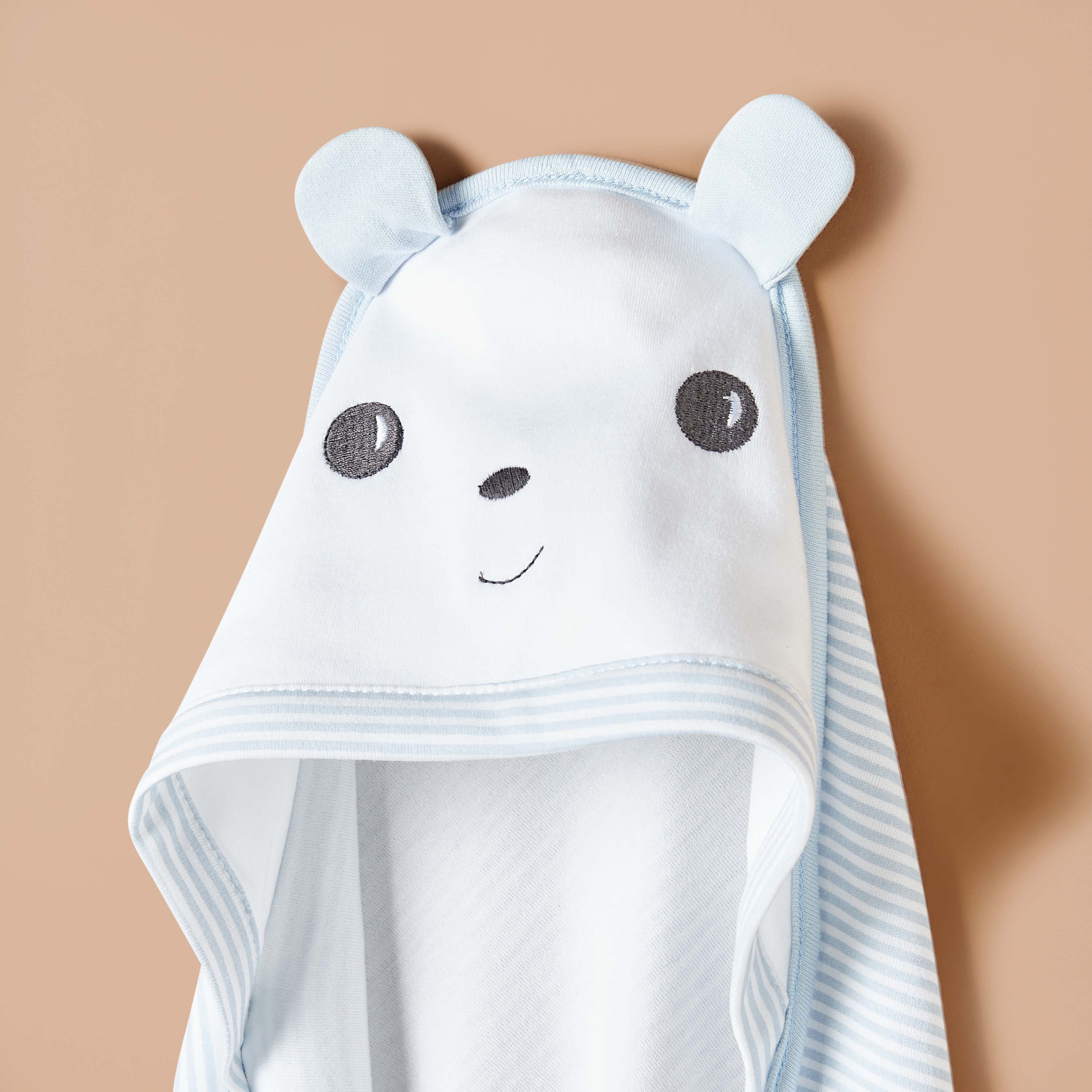 Juniors Bear Applique Receiving Blanket with Hood - 80x80 cm