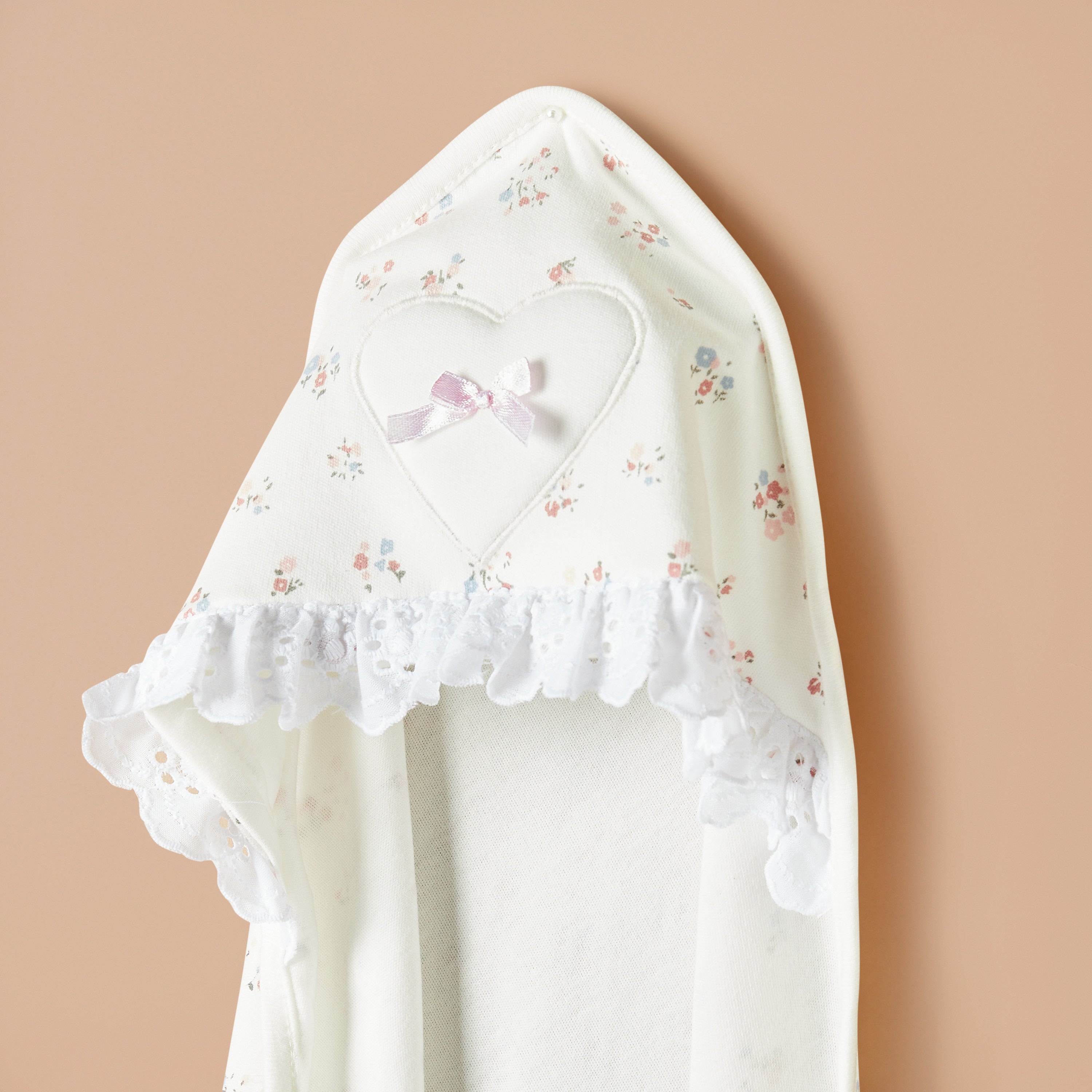 Juniors All-Over Floral Print Receiving Blanket with Hood - 80x80 cm