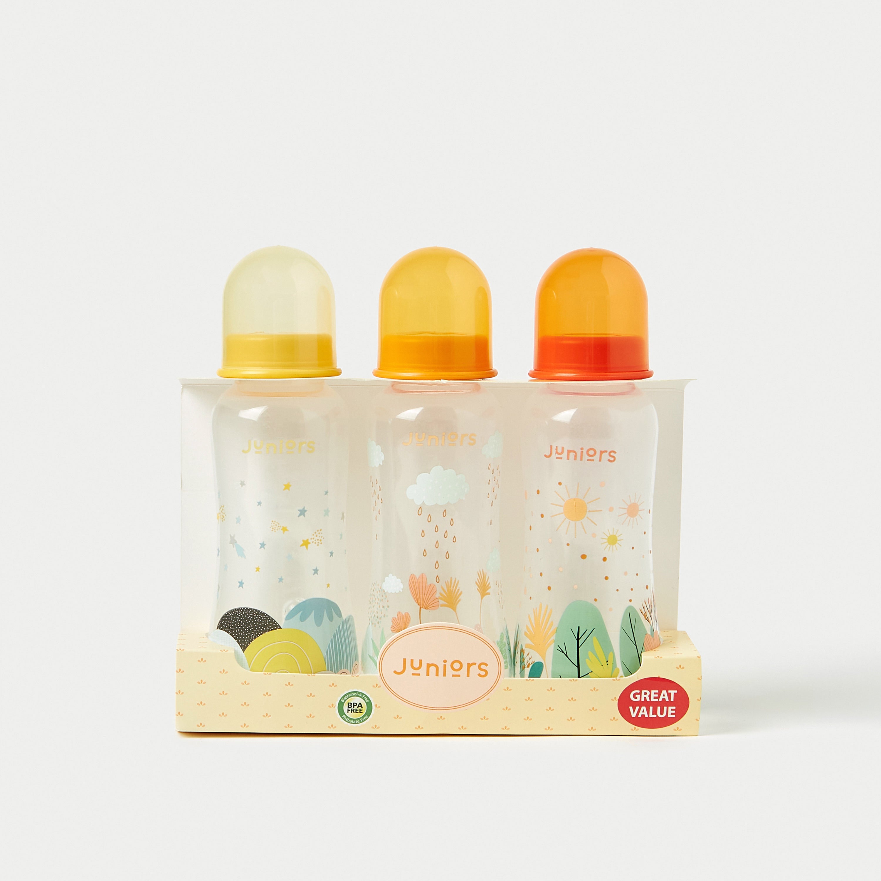 Juniors 3-Piece Space Print Feeding Bottle Set - 250 ml