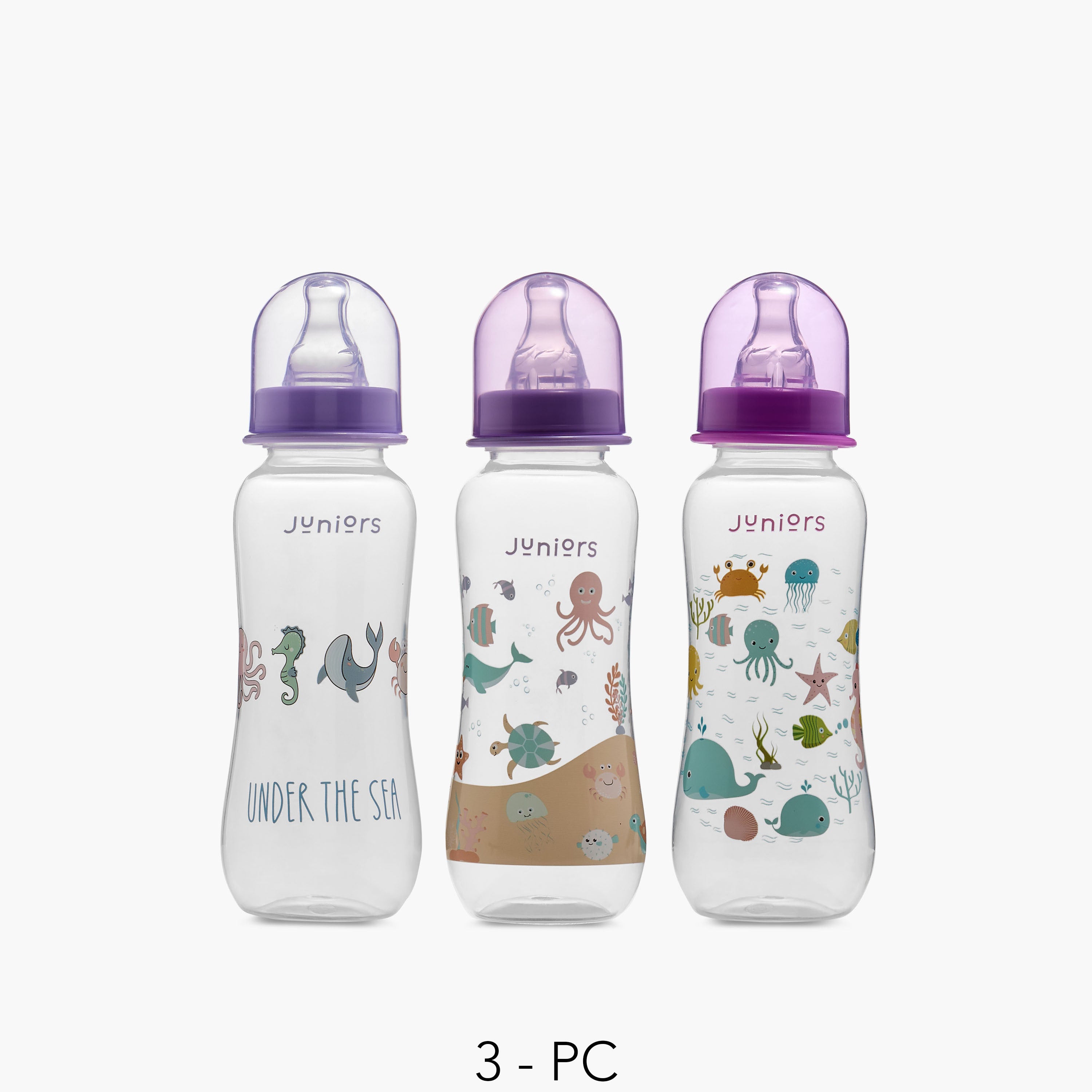 Juniors 3-Piece Space Print Feeding Bottle Set - 250 ml