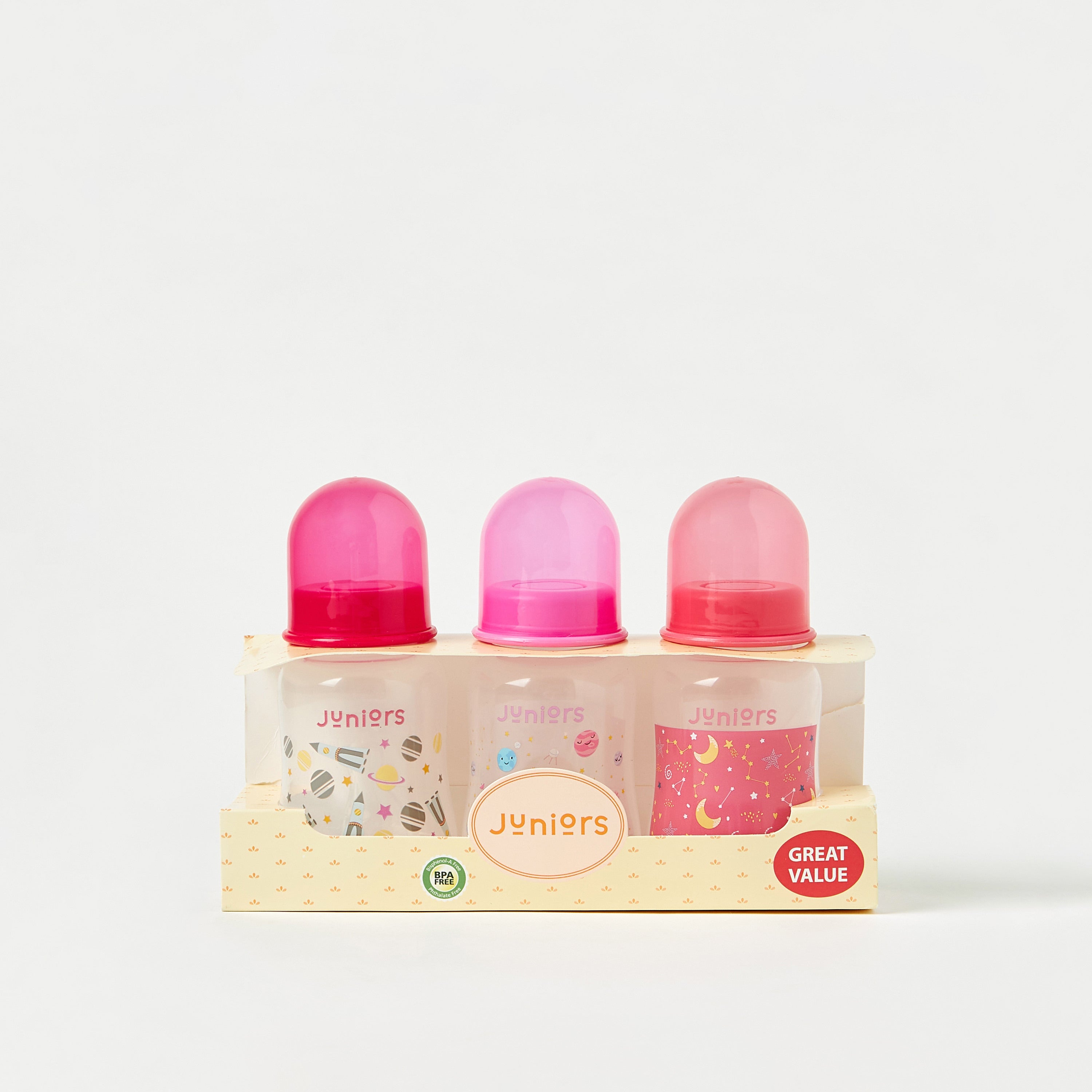 Juniors 3-Piece Dinosaur Print Feeding Bottle Set - 120 ml