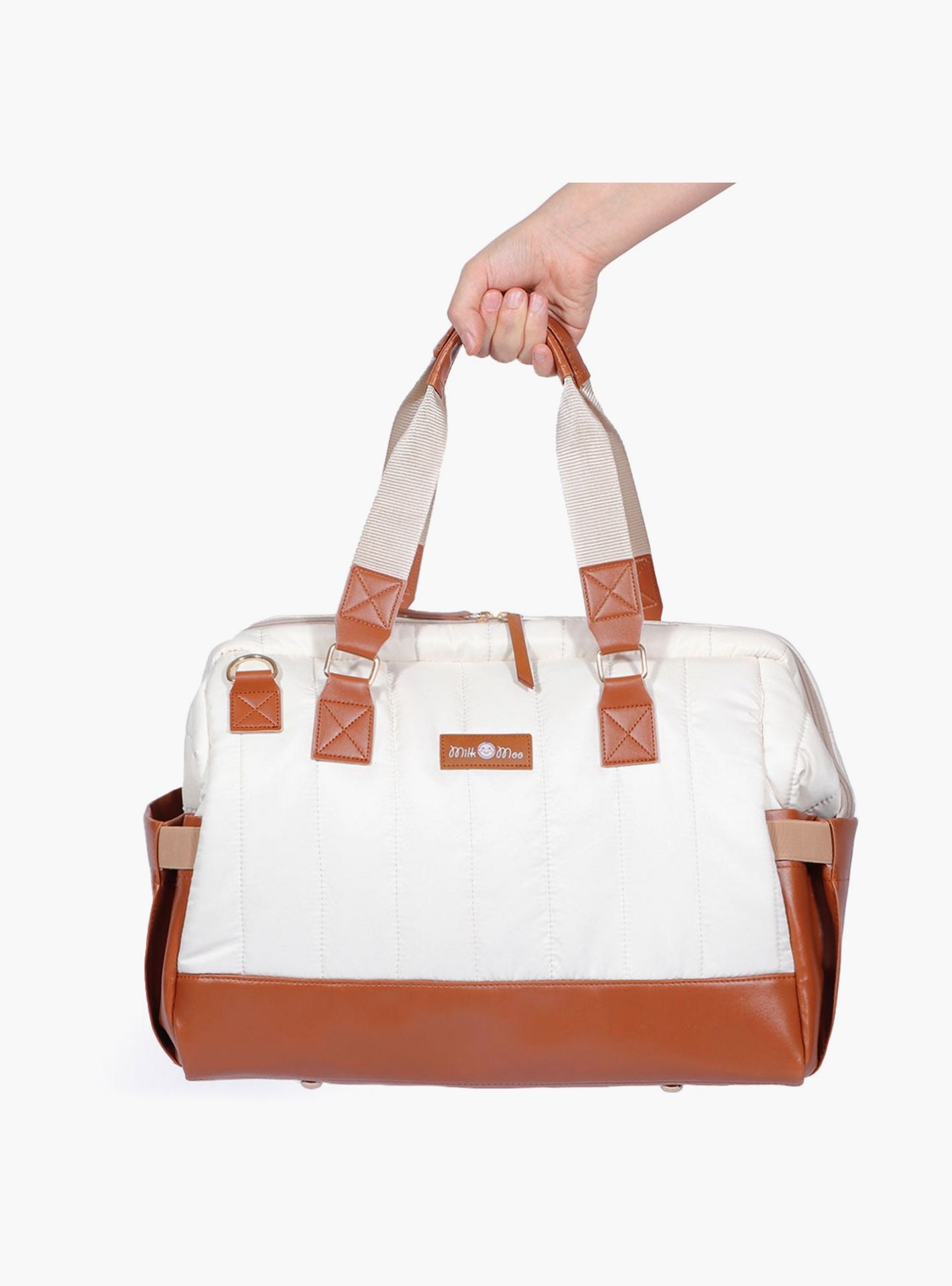 Milk&Moo Quilted Diaper Bag, Brown/Beige-baby-gear-diaperbags-image-5