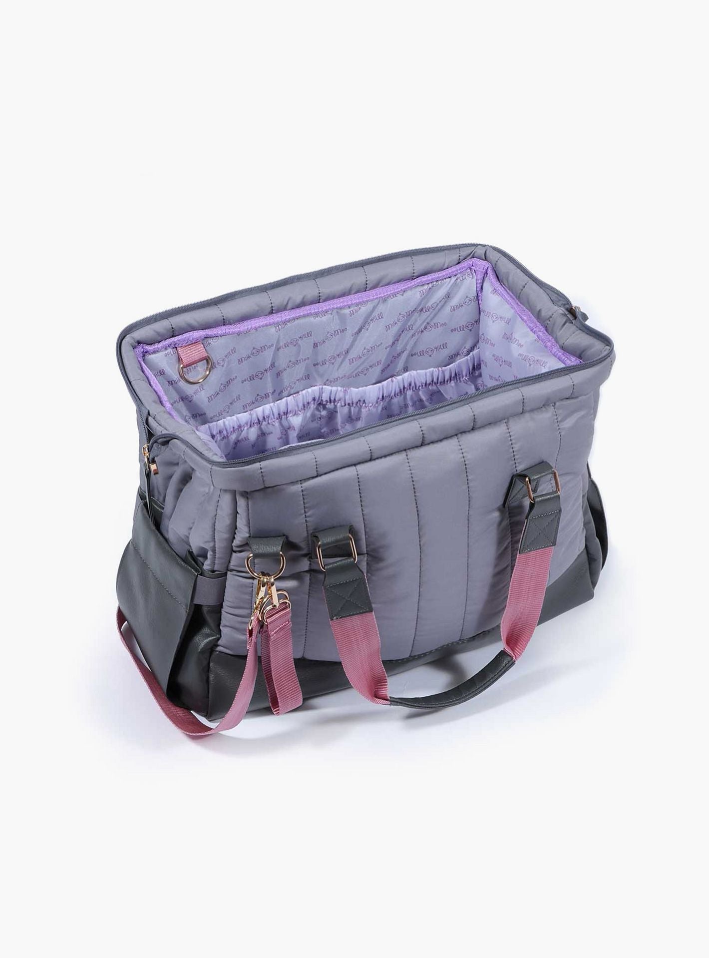 Milk&Moo Quilted Diaper Bag, Dark Gray-baby-gear-diaperbags-image-2