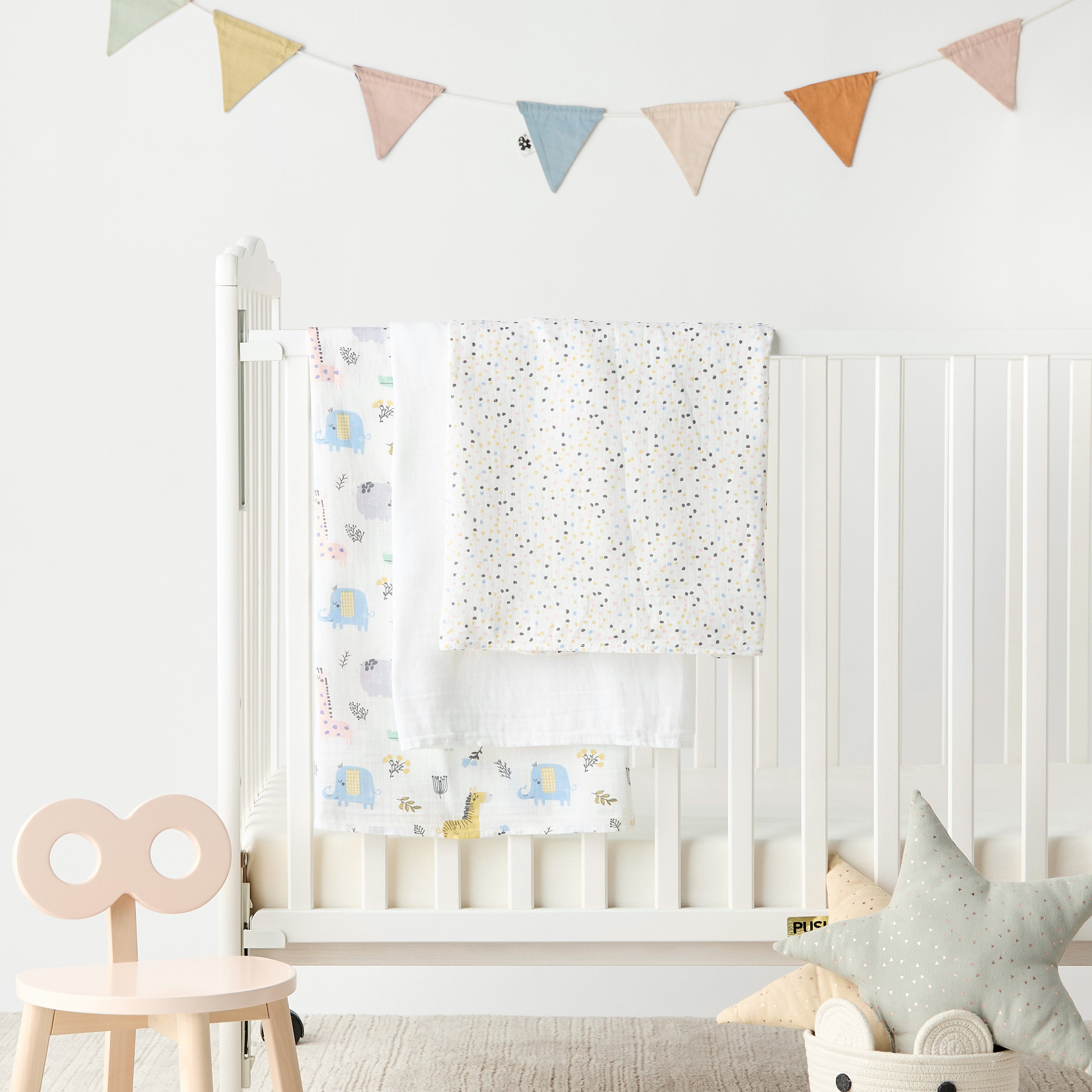 Juniors Printed Muslin Swaddle Blankets - Set of 3 - HomeBabyNurseryBlankets & SwaddlesSwaddles & Sleeping Bags