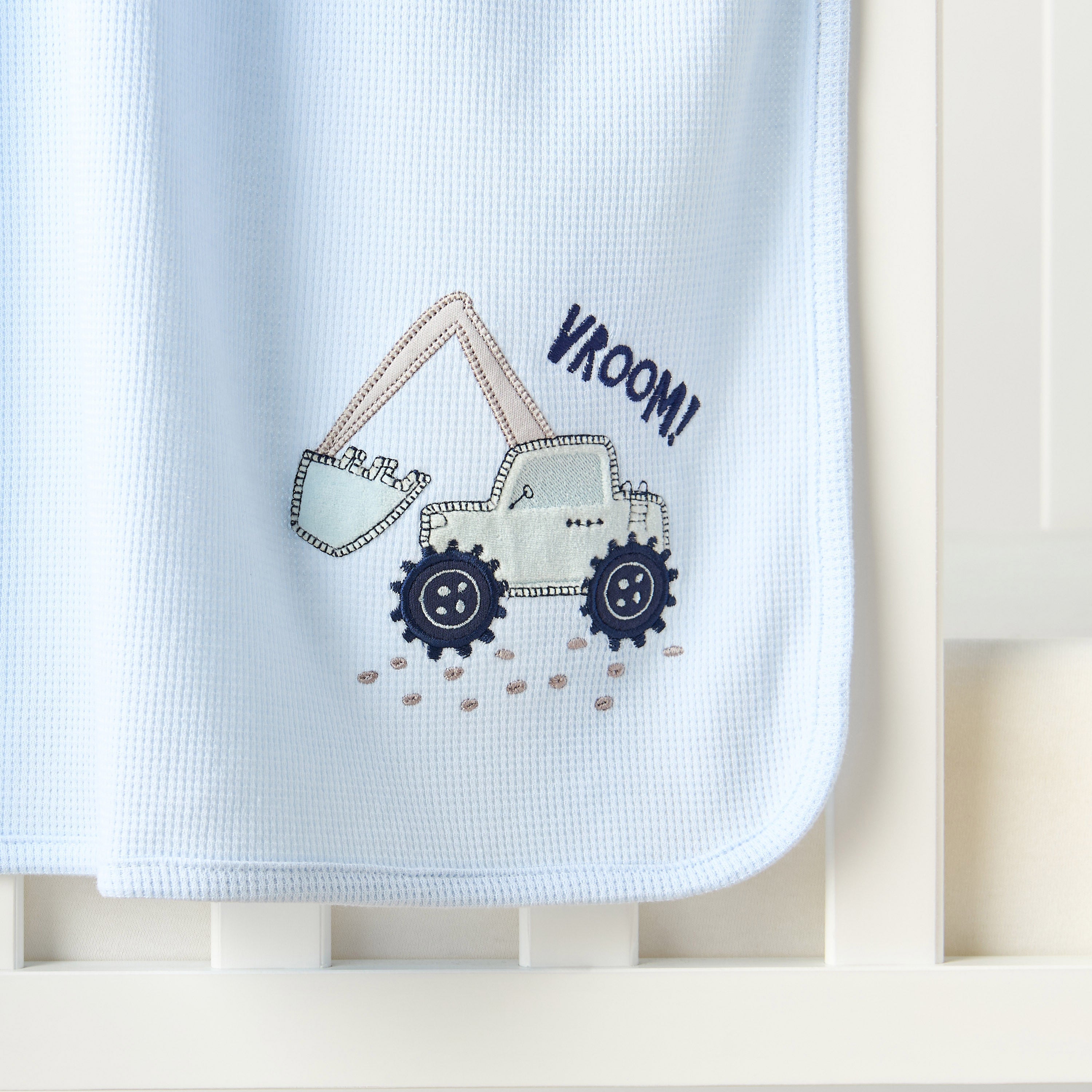 Juniors Construction Vehicle Applique Receiving Blanket - 76x102 cm
