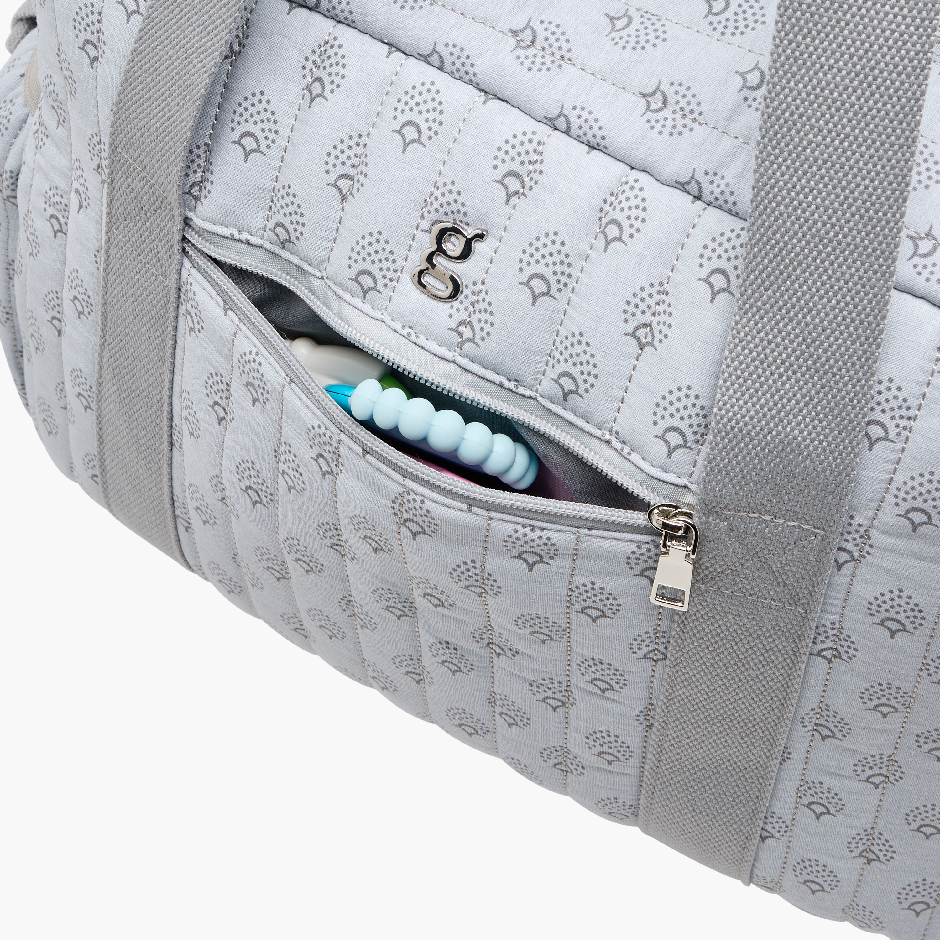 Giggles Quilted Diaper Bag with Double Handle and Zip Closure