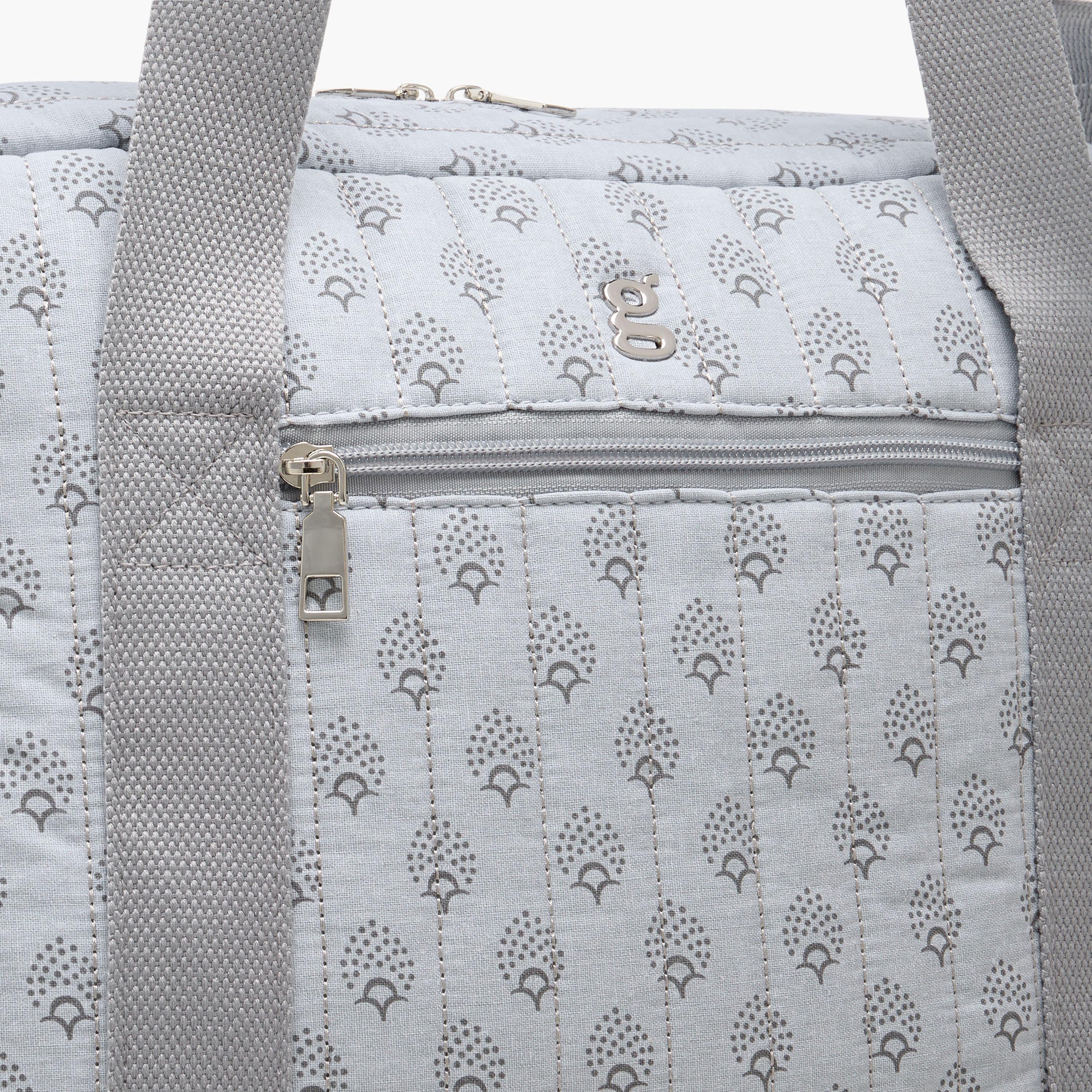 Giggles Quilted Diaper Bag with Double Handle and Zip Closure