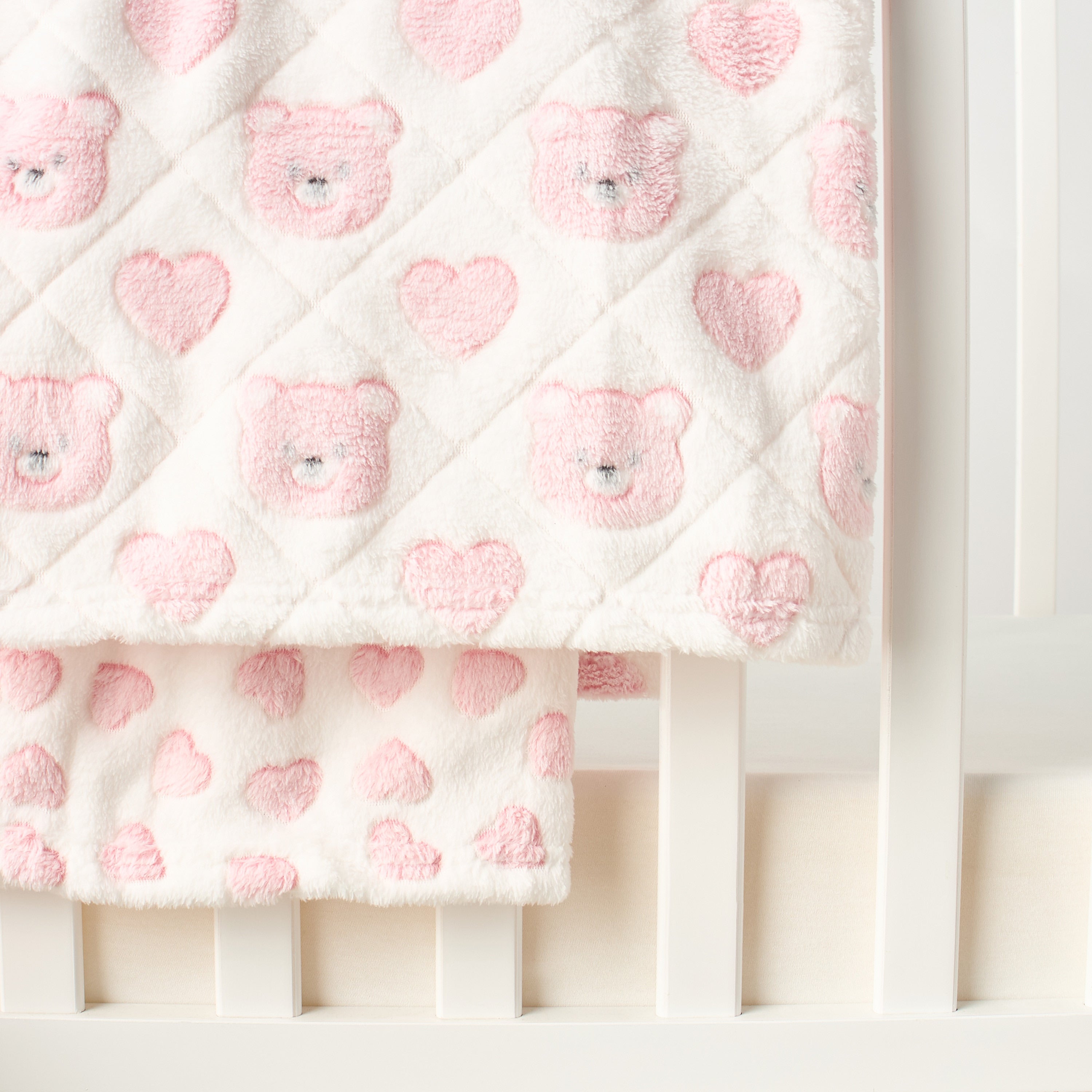 Juniors 2-Piece All-Over Bear Detail Fleece Blanket Set - 76x102 cm