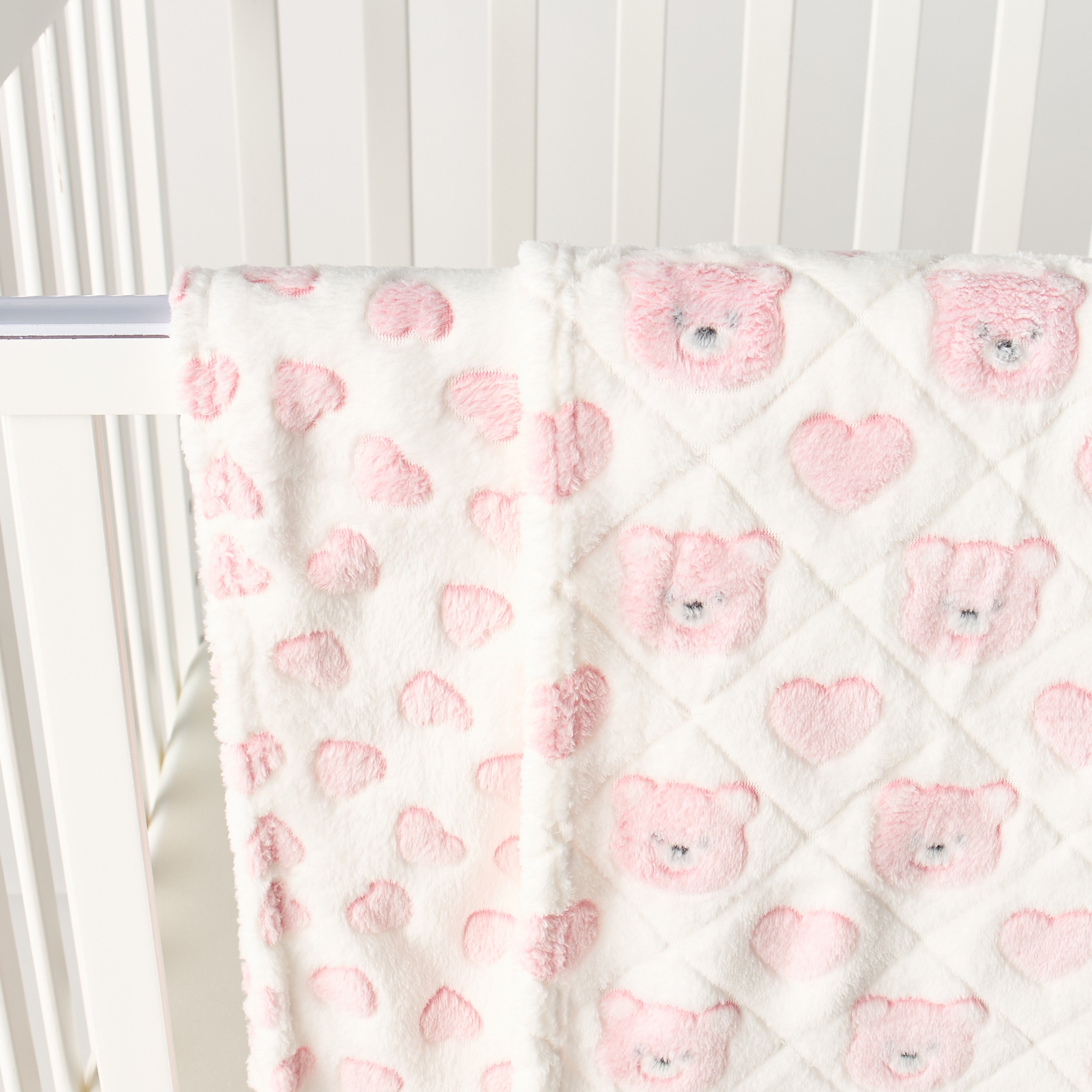 Juniors 2-Piece All-Over Bear Detail Fleece Blanket Set - 76x102 cm