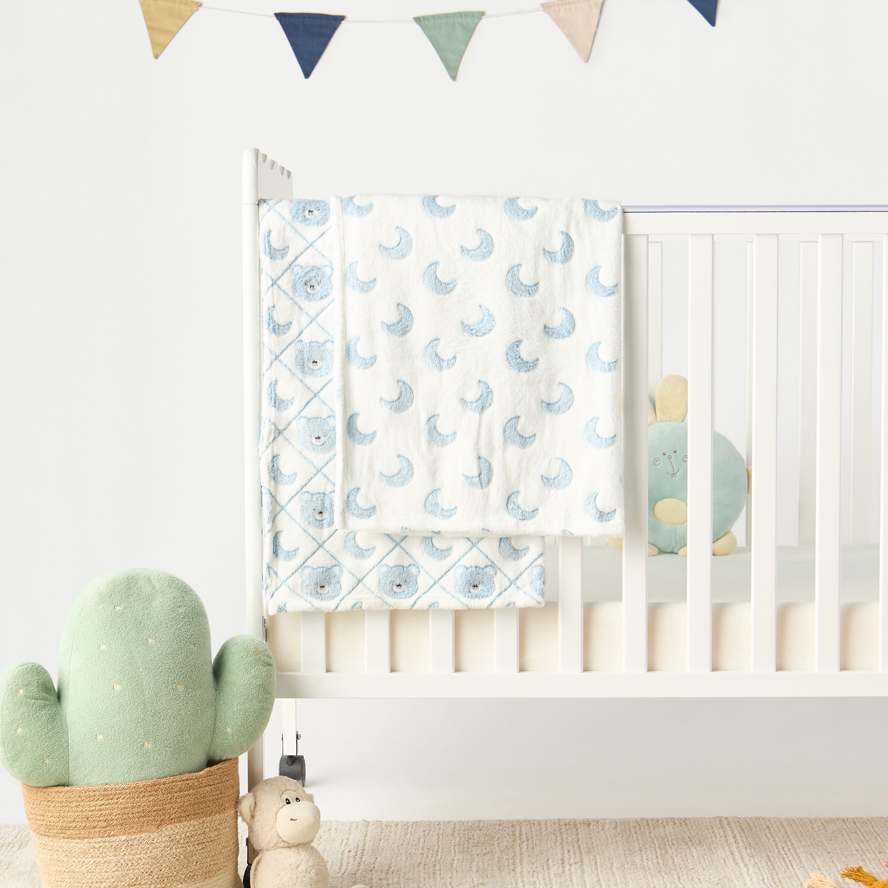 Juniors 2-Piece All-Over Moon Detail Fleece Blanket Set - 76x102 cm - HomeBabyNurseryBlankets & SwaddlesBlankets & Quilts