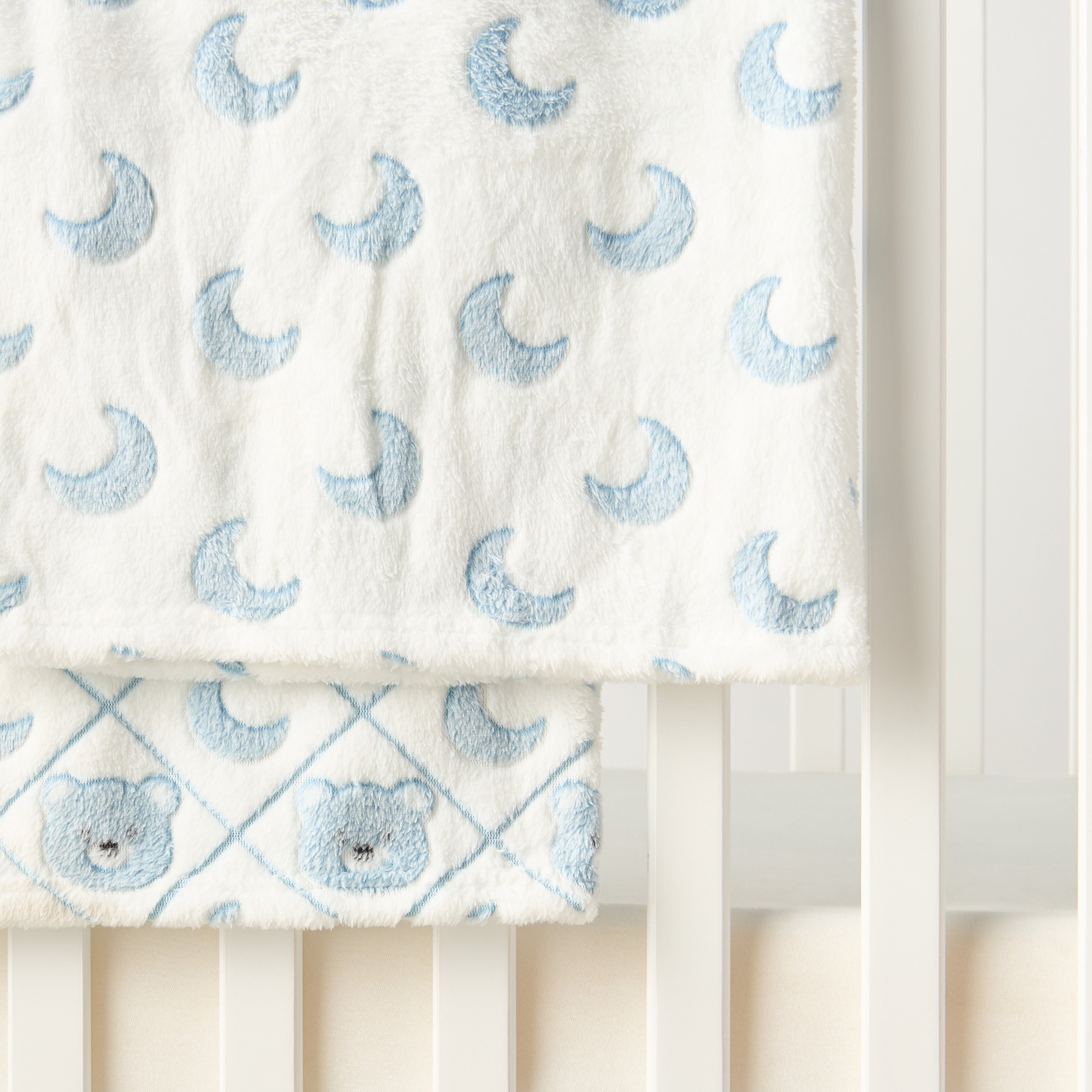 Juniors 2-Piece All-Over Moon Detail Fleece Blanket Set - 76x102 cm