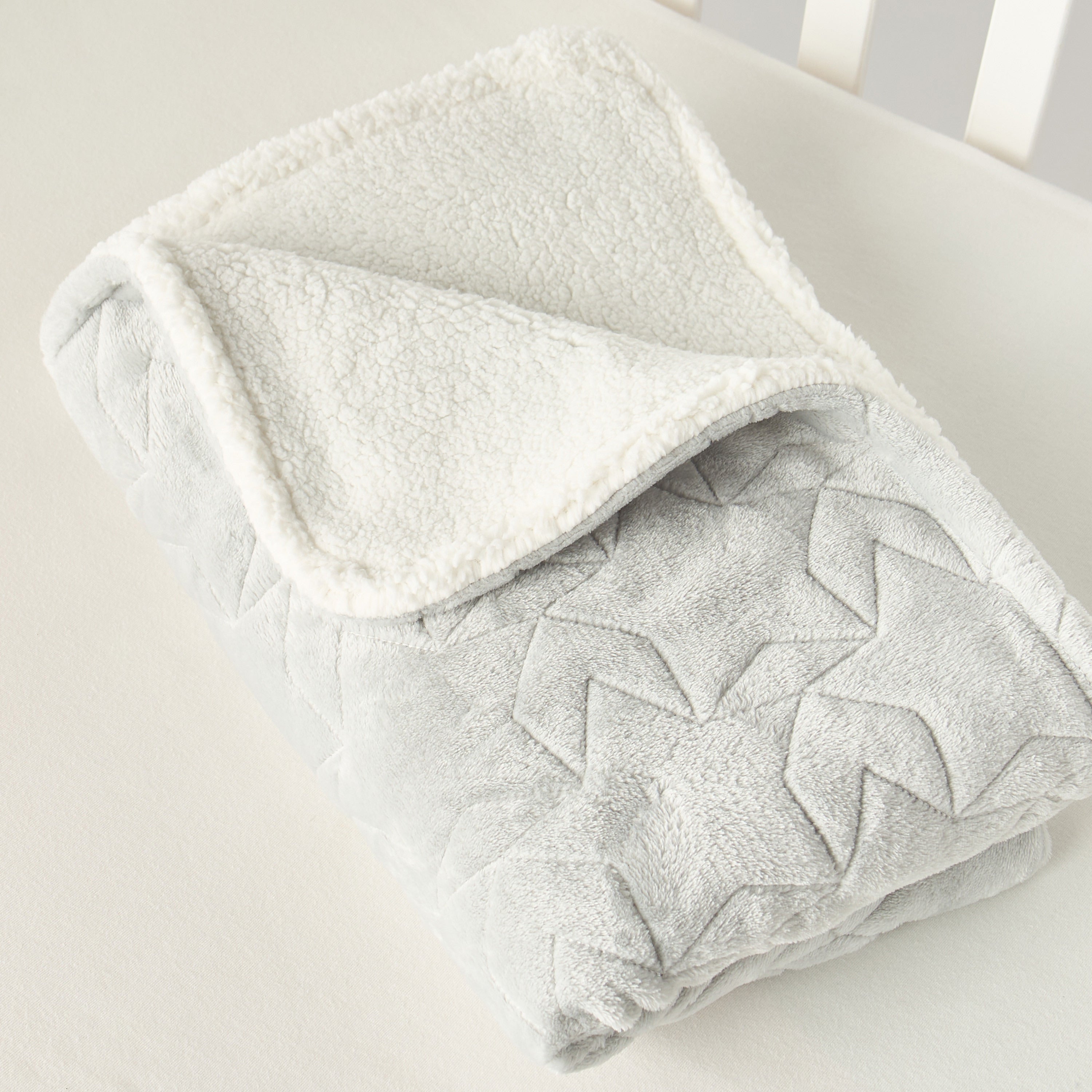 Juniors Star and Moon Embroidered Raschel Blanket - 76x102 cm