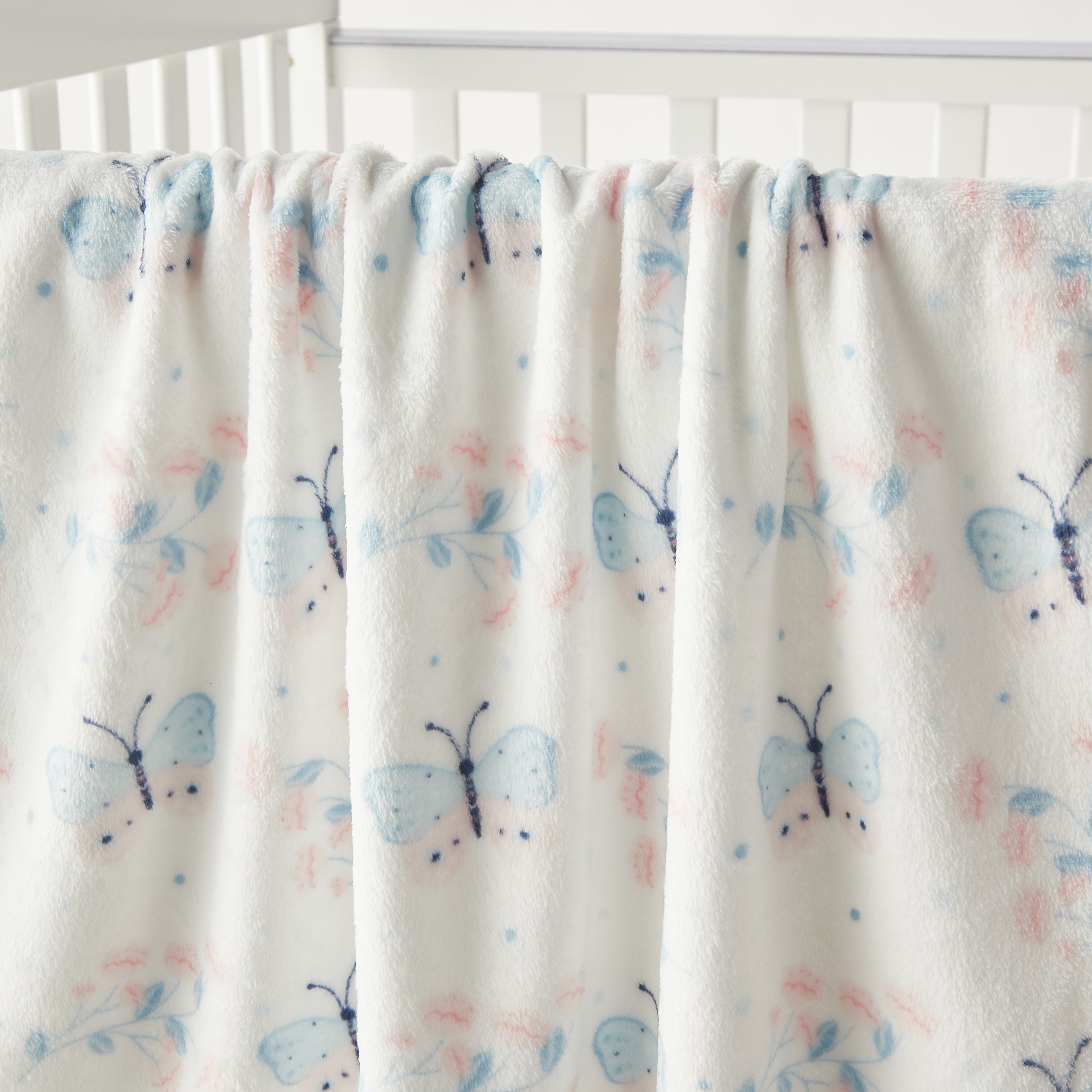Juniors Butterfly Print Fleece Raschel Blanket - 76x102 cm