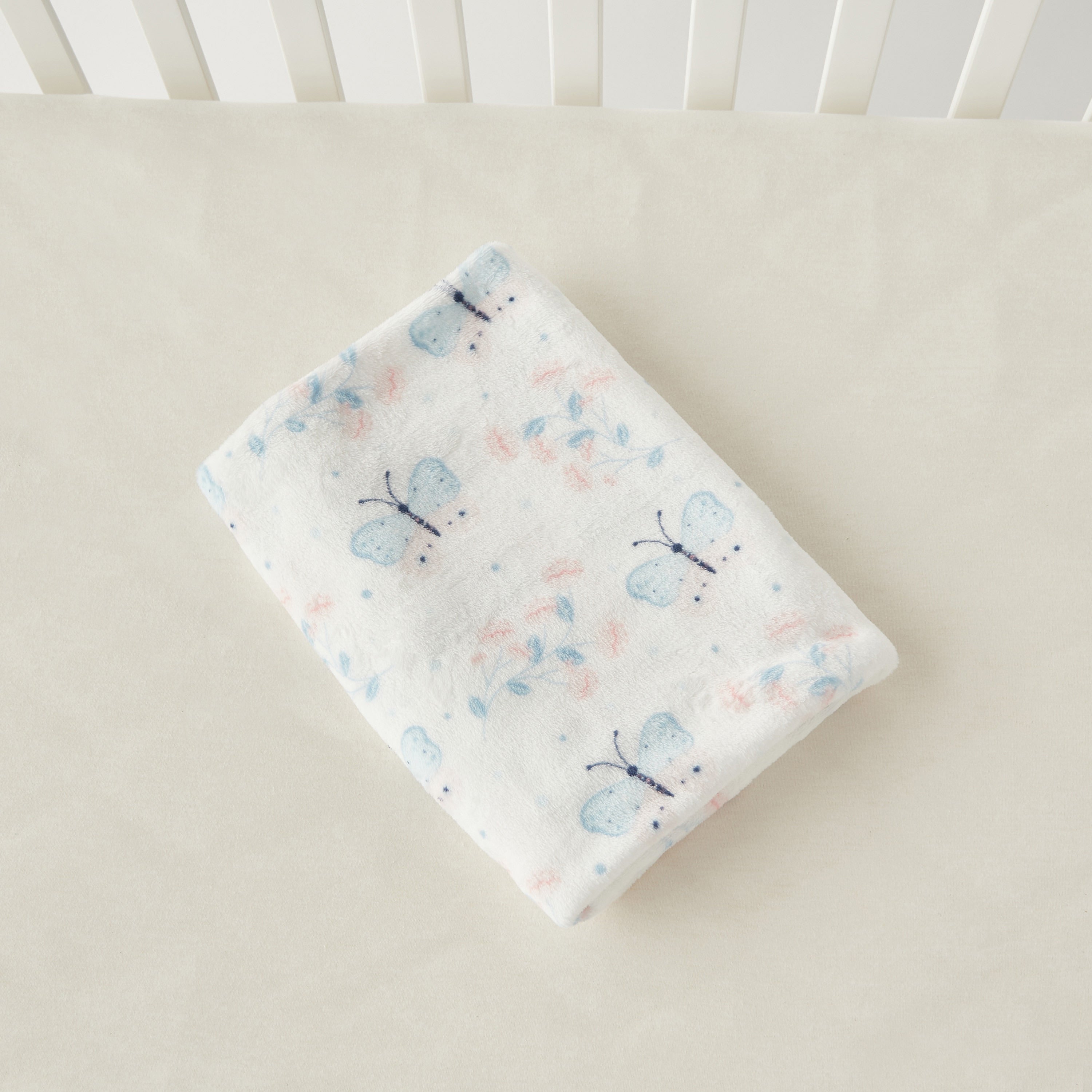 Juniors Butterfly Print Fleece Raschel Blanket - 76x102 cm