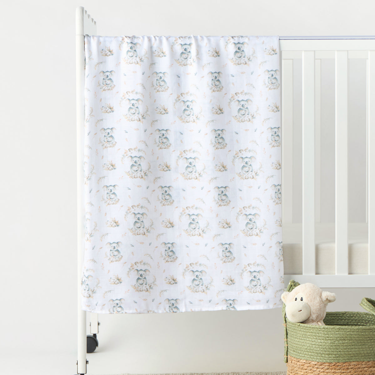 Giggles Koala Print Swaddle Blanket - 120x120 cm