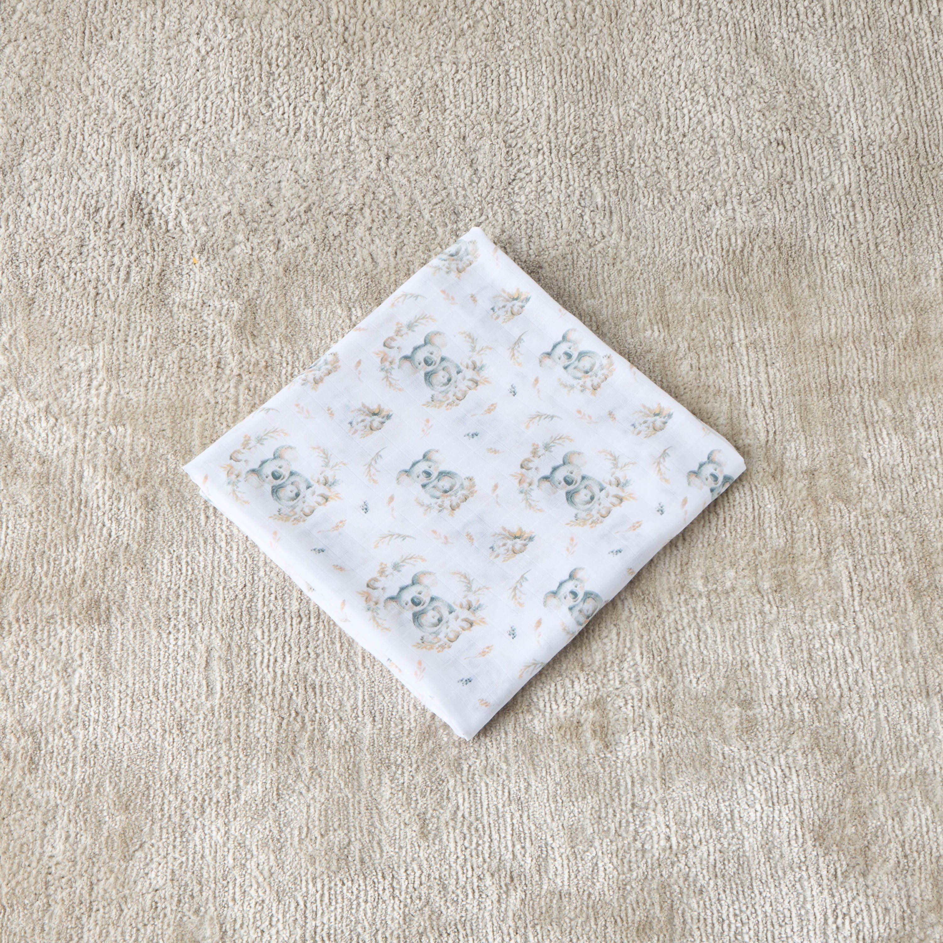 Giggles Koala Print Swaddle Blanket - 120x120 cm