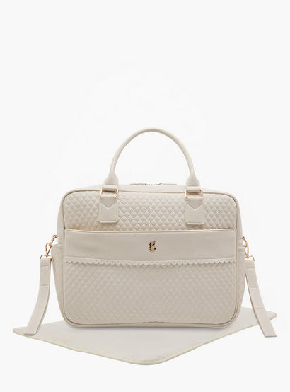 Giggles Quilted Diaper Bag with Zip Closure and Double Handle-baby-gear-diaperbags-image-1
