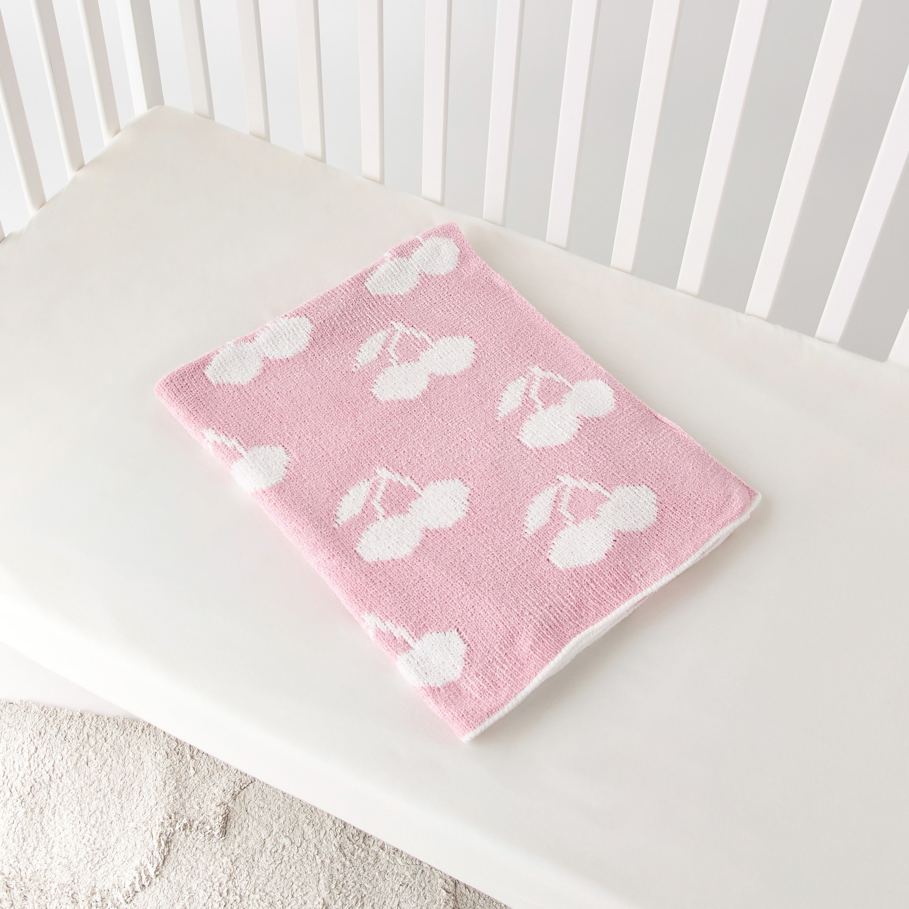 Juniors All-Over Cherry Print Raschel Blanket - 75x100 cm