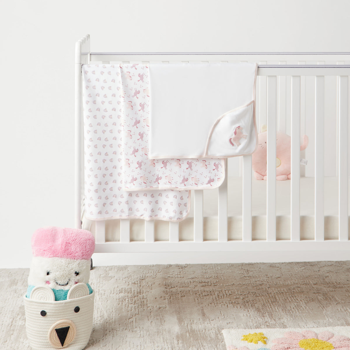 Giggles 3-Piece Printed Receiving Blanket Set - 80x80 cm