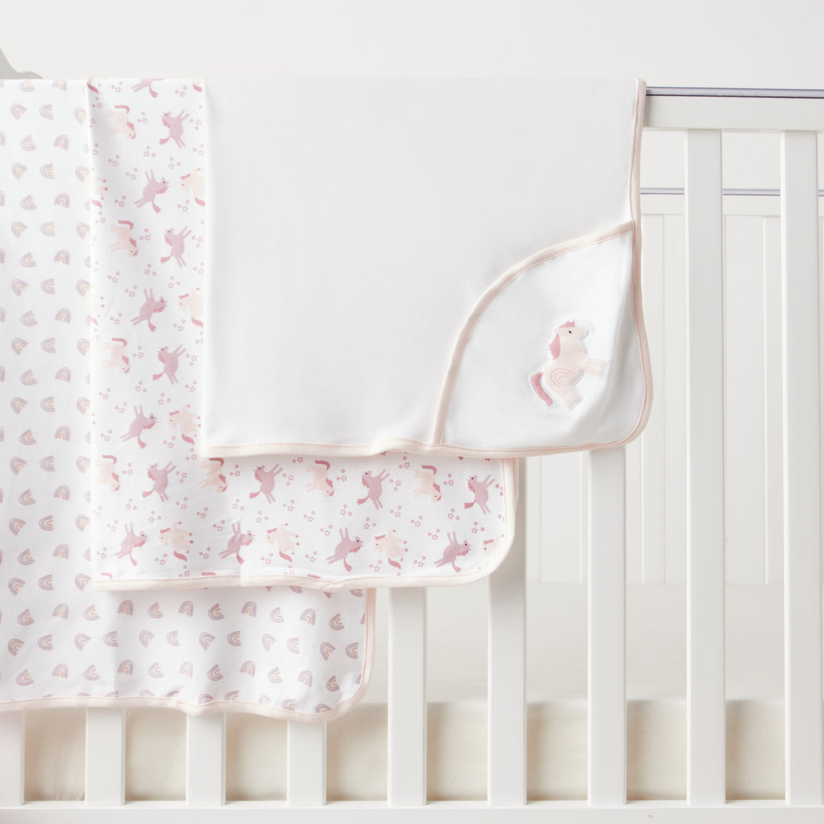 Giggles 3-Piece Printed Receiving Blanket Set - 80x80 cm