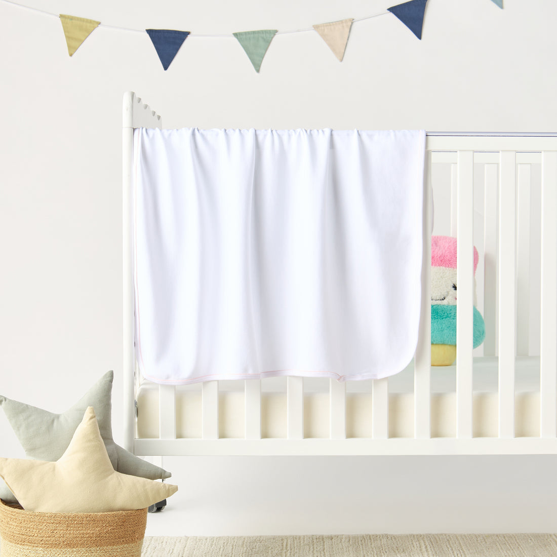 Juniors Solid Receiving Blanket with Piping - 80x80 cm - HomeBabyNurseryBlankets & SwaddlesReceiving Blankets