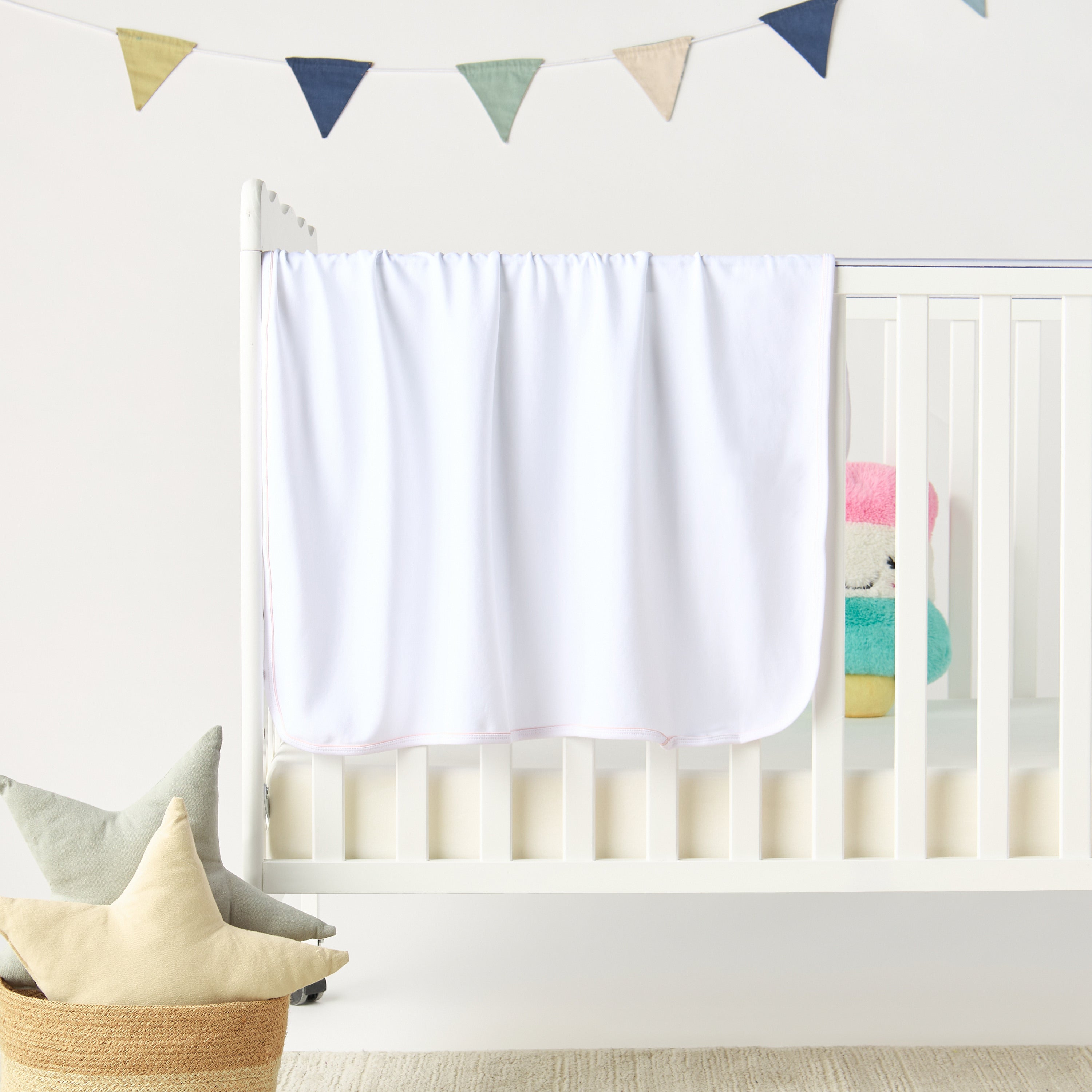 Juniors Solid Receiving Blanket with Piping - 80x80 cm - HomeBabyNurseryBlankets & SwaddlesReceiving Blankets