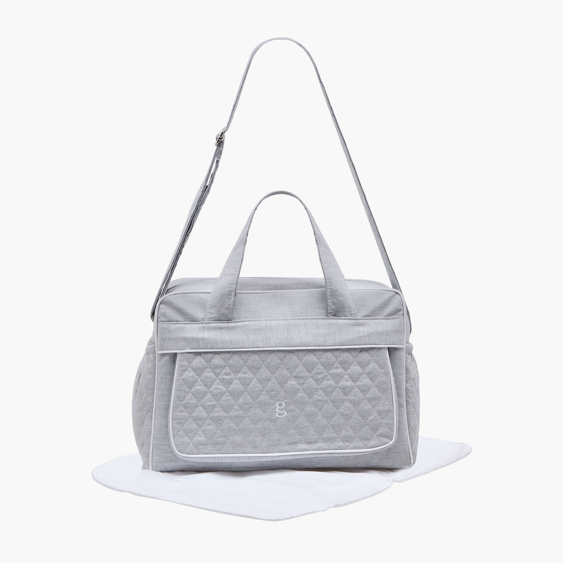 Giggles Textured Diaper Bag with Double Handles - Grey