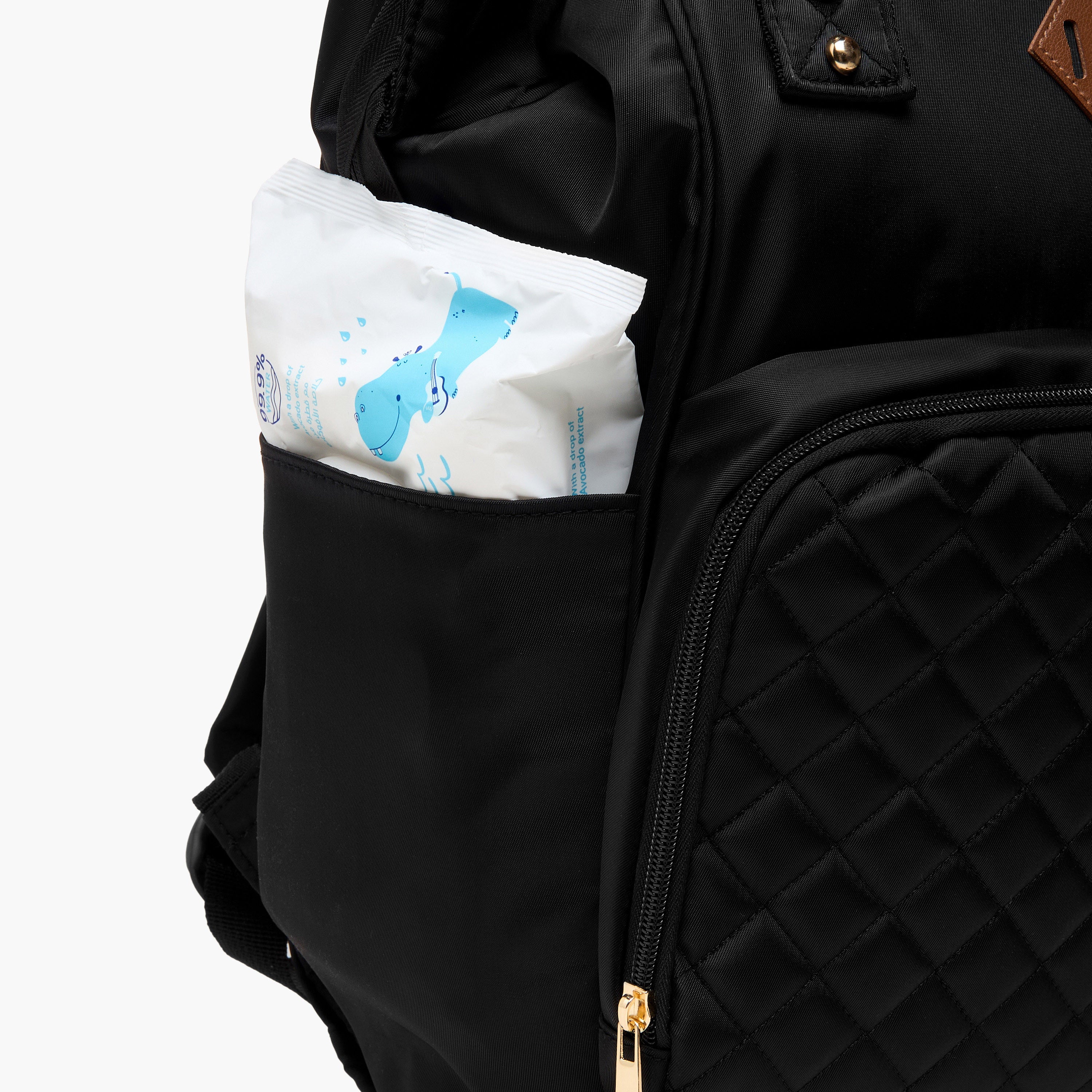 Juniors Quilted Diaper Backpack with Adjustable Shoulder Straps and Zip Closure