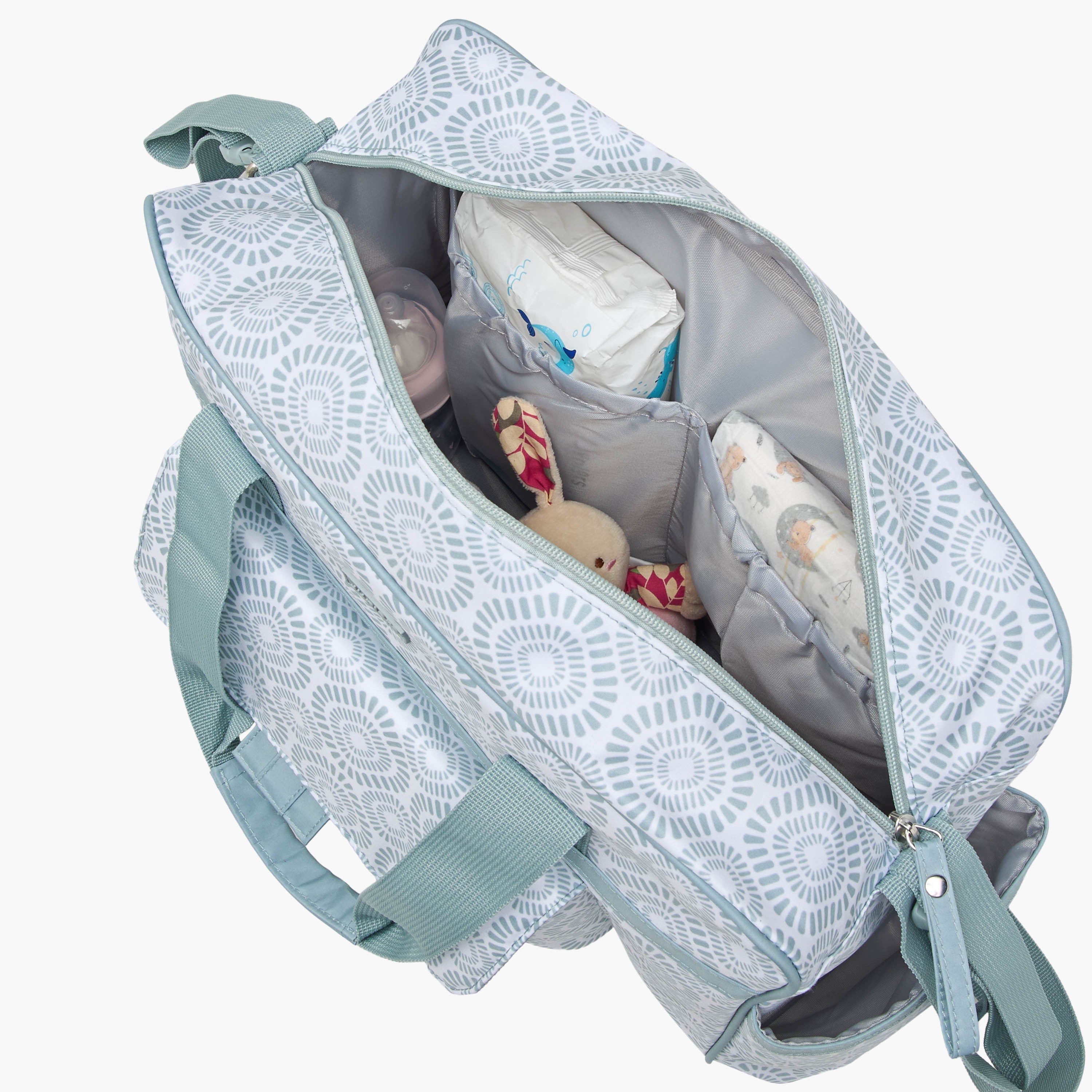 Juniors Printed Diaper Bag with Adjustable Strap and Zip Closure