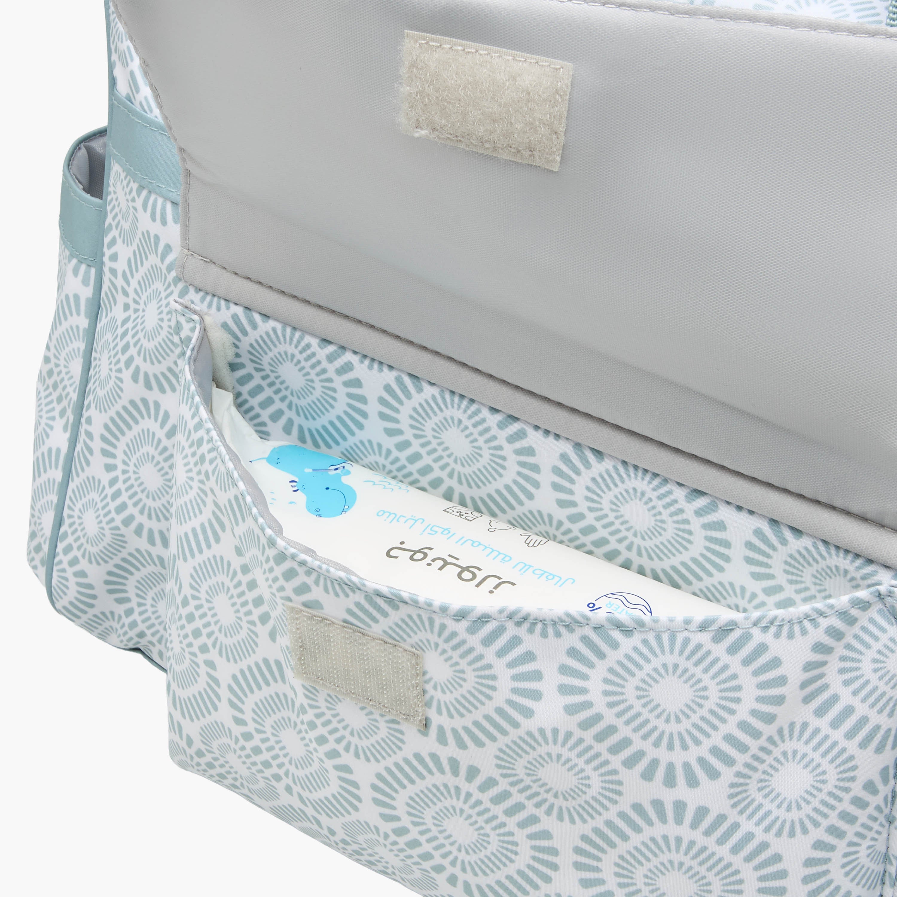 Juniors Printed Diaper Bag with Adjustable Strap and Zip Closure