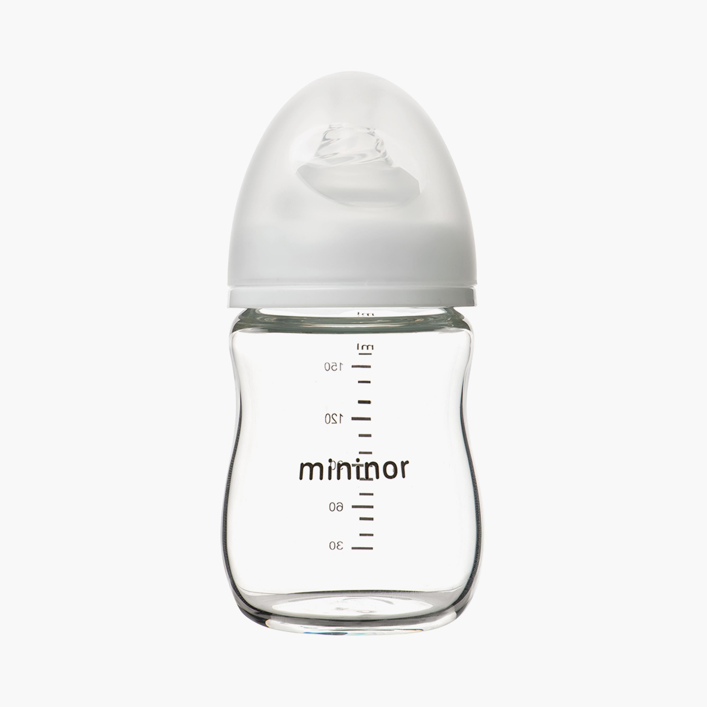 Mininor Glass Feeding Bottle with Teat - 160 ml - 0 Months - HomeBabyFeedingFeeding BottlesBottles & Teats