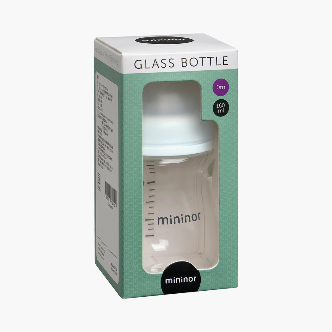Mininor Glass Feeding Bottle with Teat - 160 ml - 0 Months - Feeding