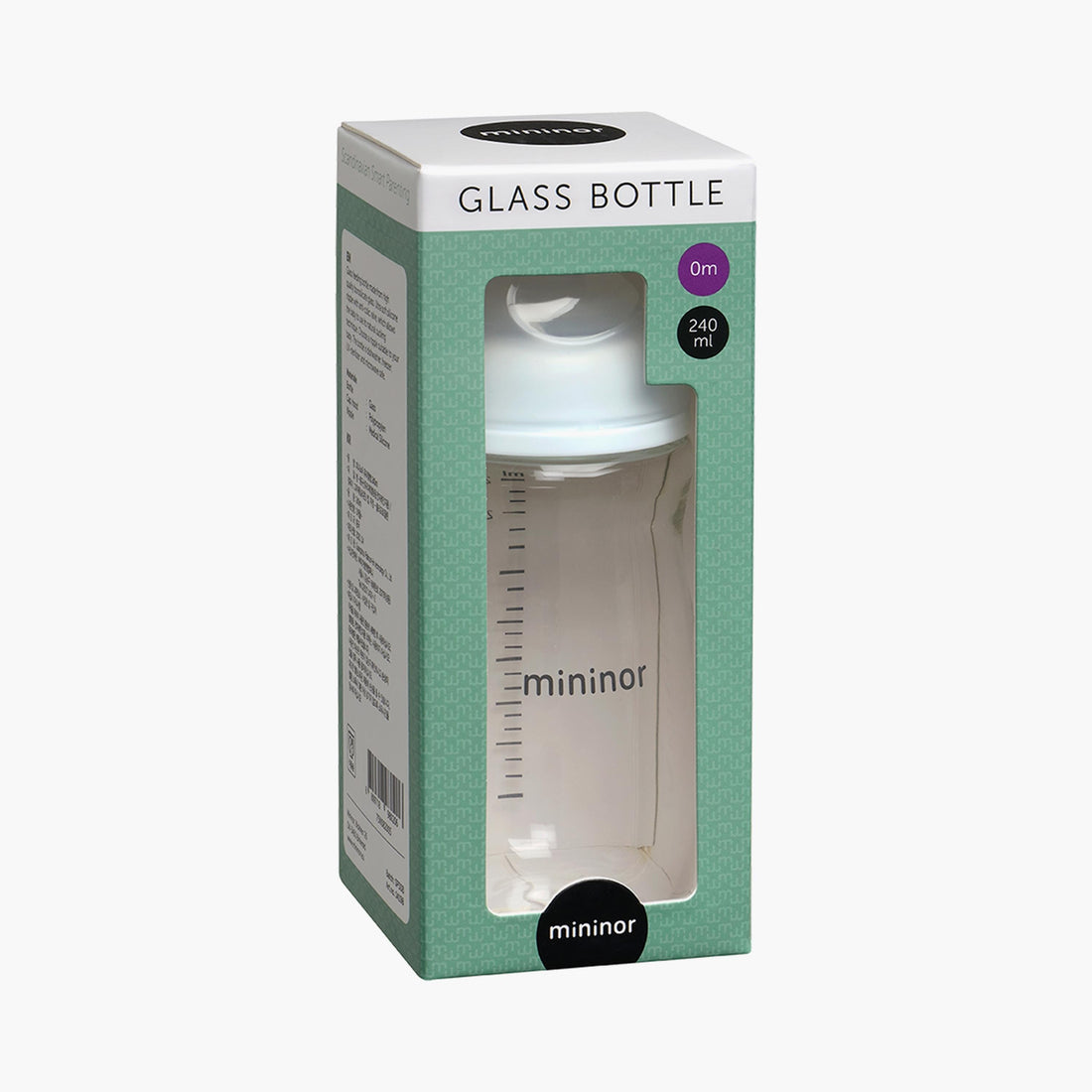 Mininor Glass Feeding Bottle with Teat - 240 ml - 0 Months - Feeding