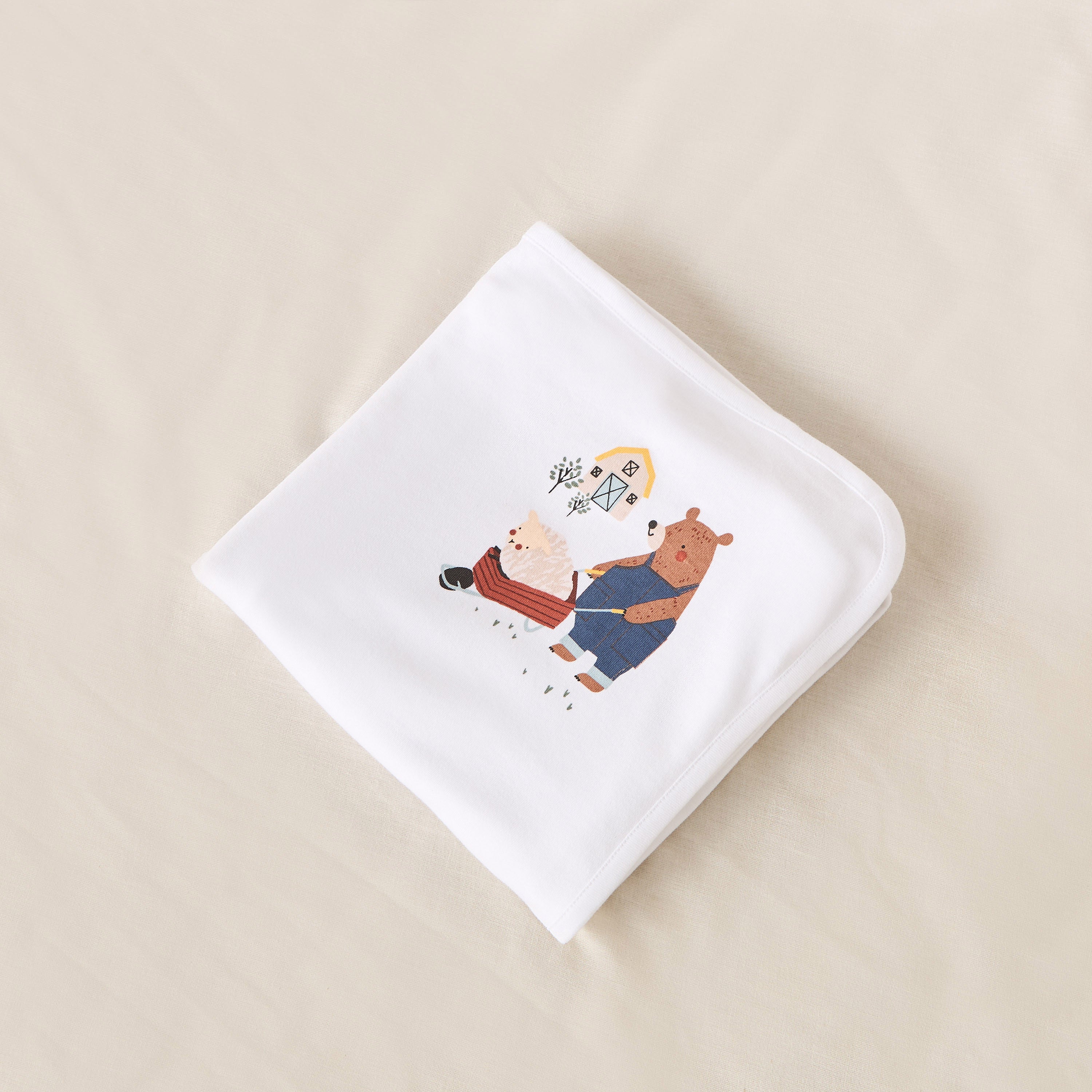 Juniors Bear Print Receiving Blanket - 80x80 cm