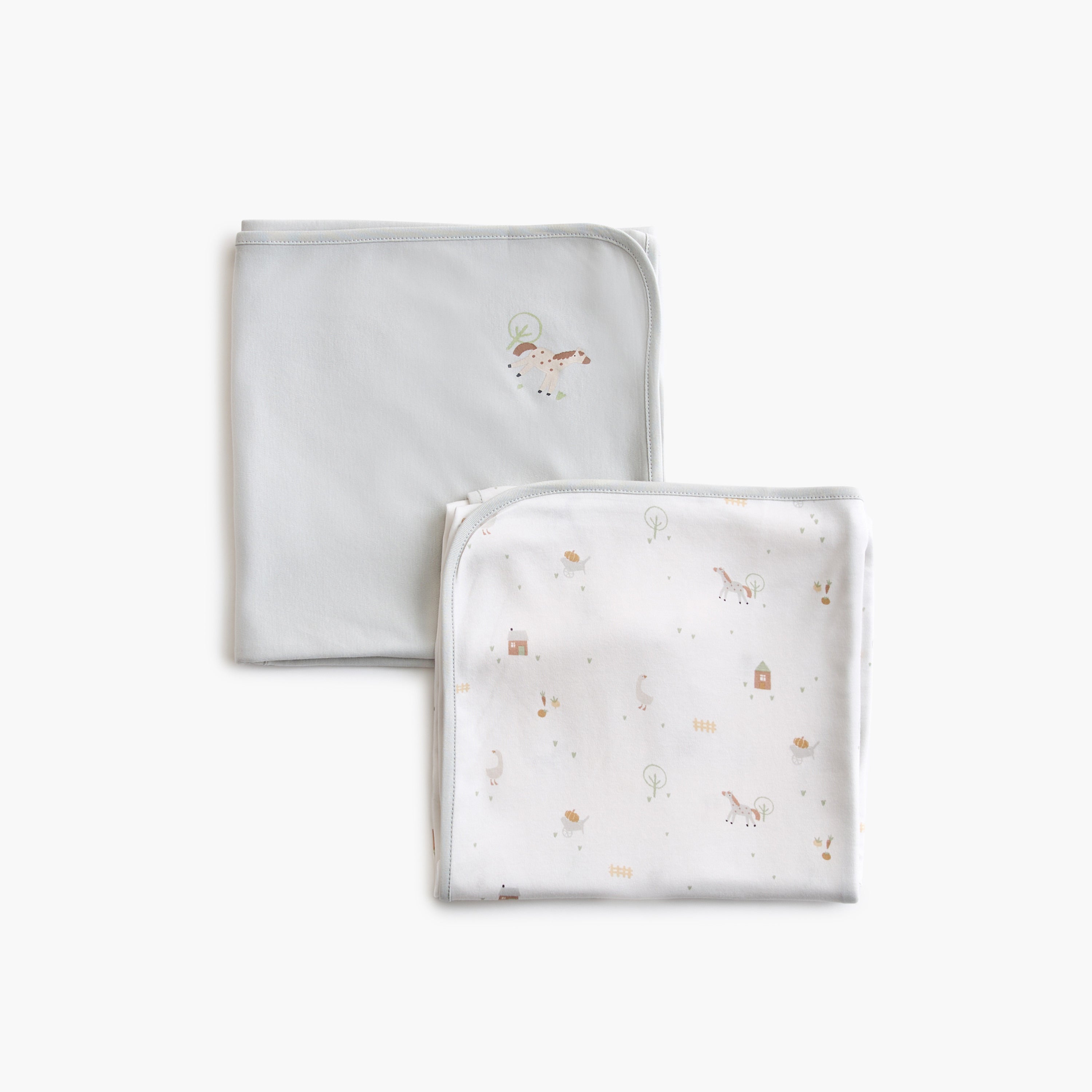 Juniors 2-Piece Horse Print Receiving Blanket Set
