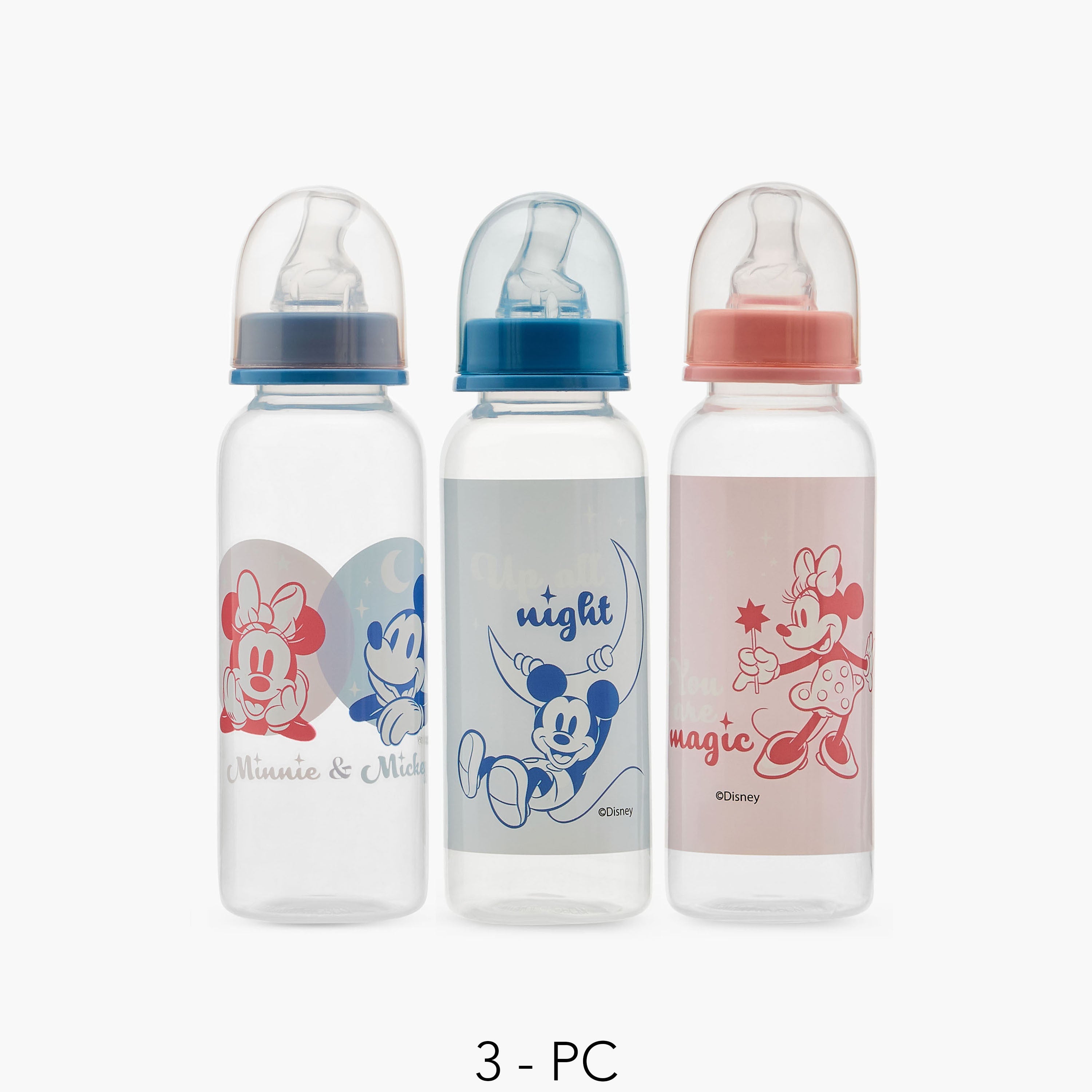Disney Mickey and Friends Print 3-Piece Feeding Bottle Set - Feeding