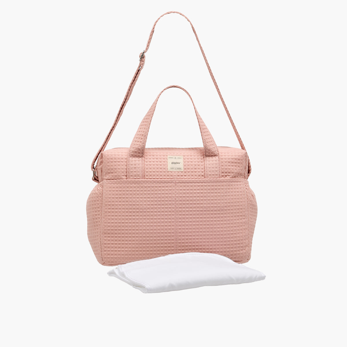 Giggles Pique Textured Diaper Bag with Zip Closure