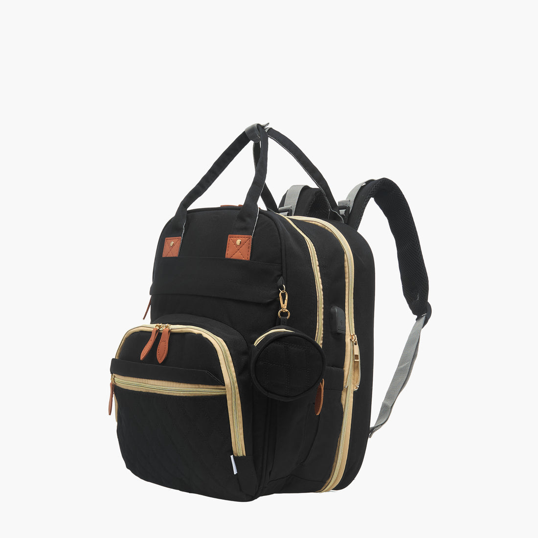 Juniors Quilted Diaper Backpack with Bed