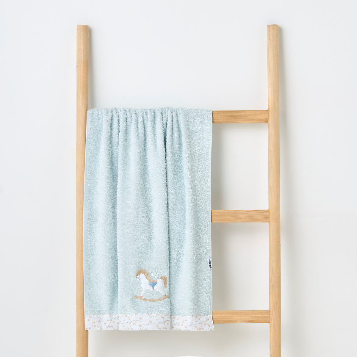 Turkish Cotton Towel with Rocking Horse applique - Blue